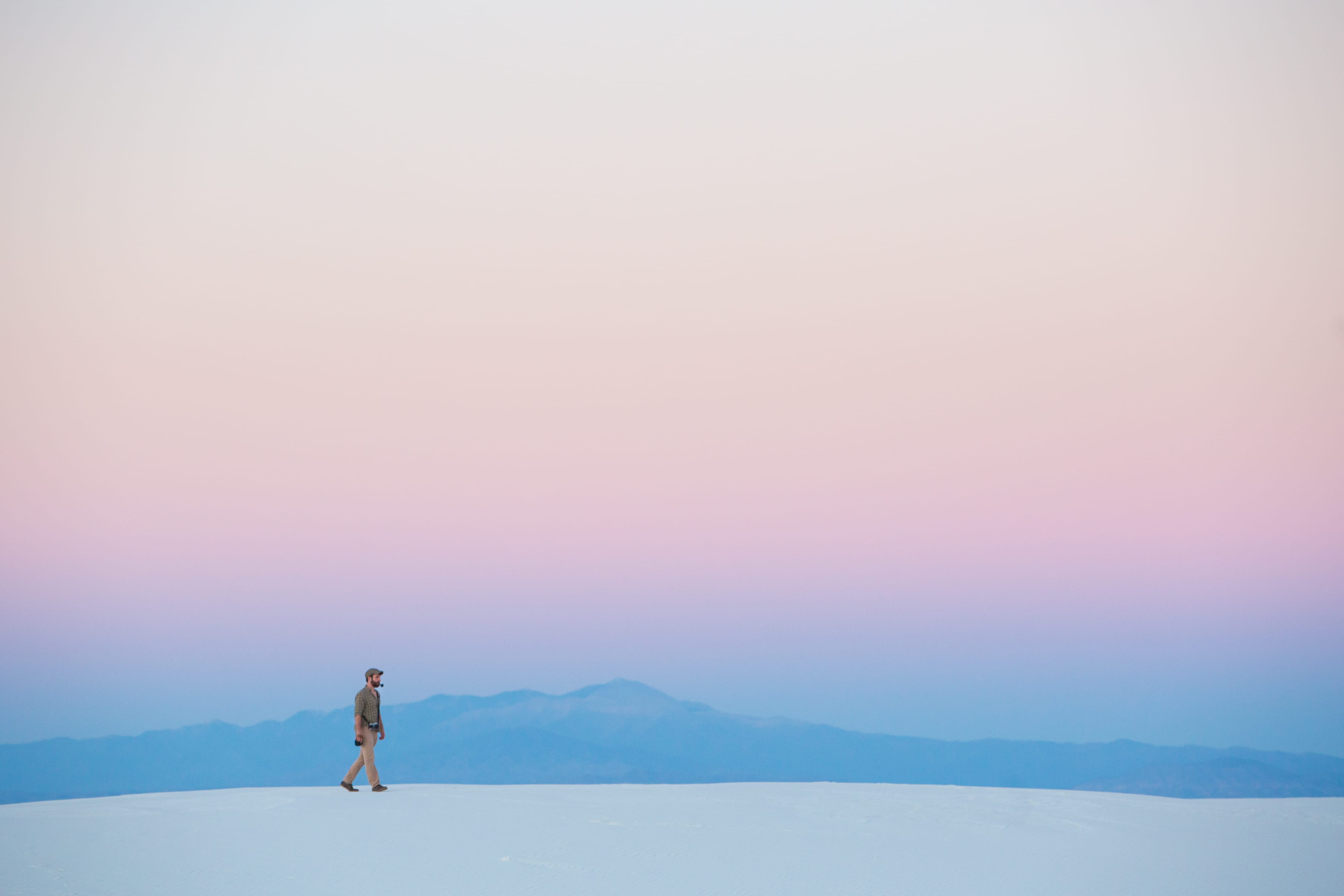 cold temperature, mid adult, day, white, standing, full length, alone, afar, hiking, man walking on snow, outdoors, one Person, beauty in nature, 2K, adult, HD Wallpaper