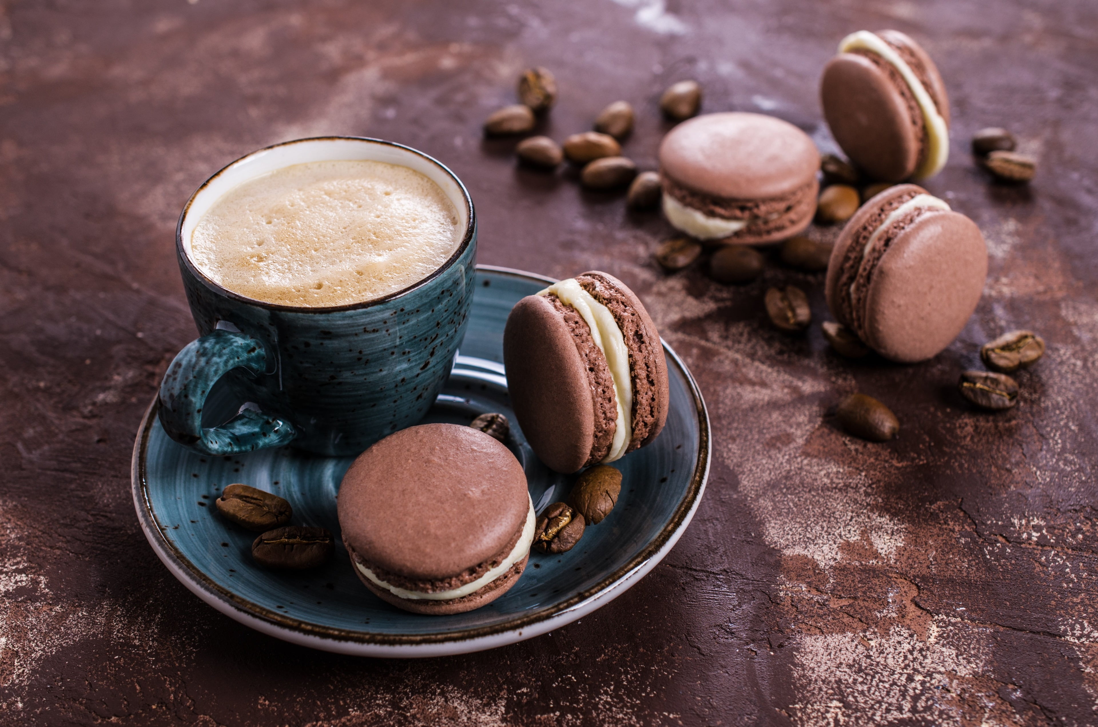 freshness, sweet, latte, close-up, temptation, glass, hot drink, sweet food, indoors, coffee 4k hq desktop free download, 4K, coffee, snack, HD Wallpaper