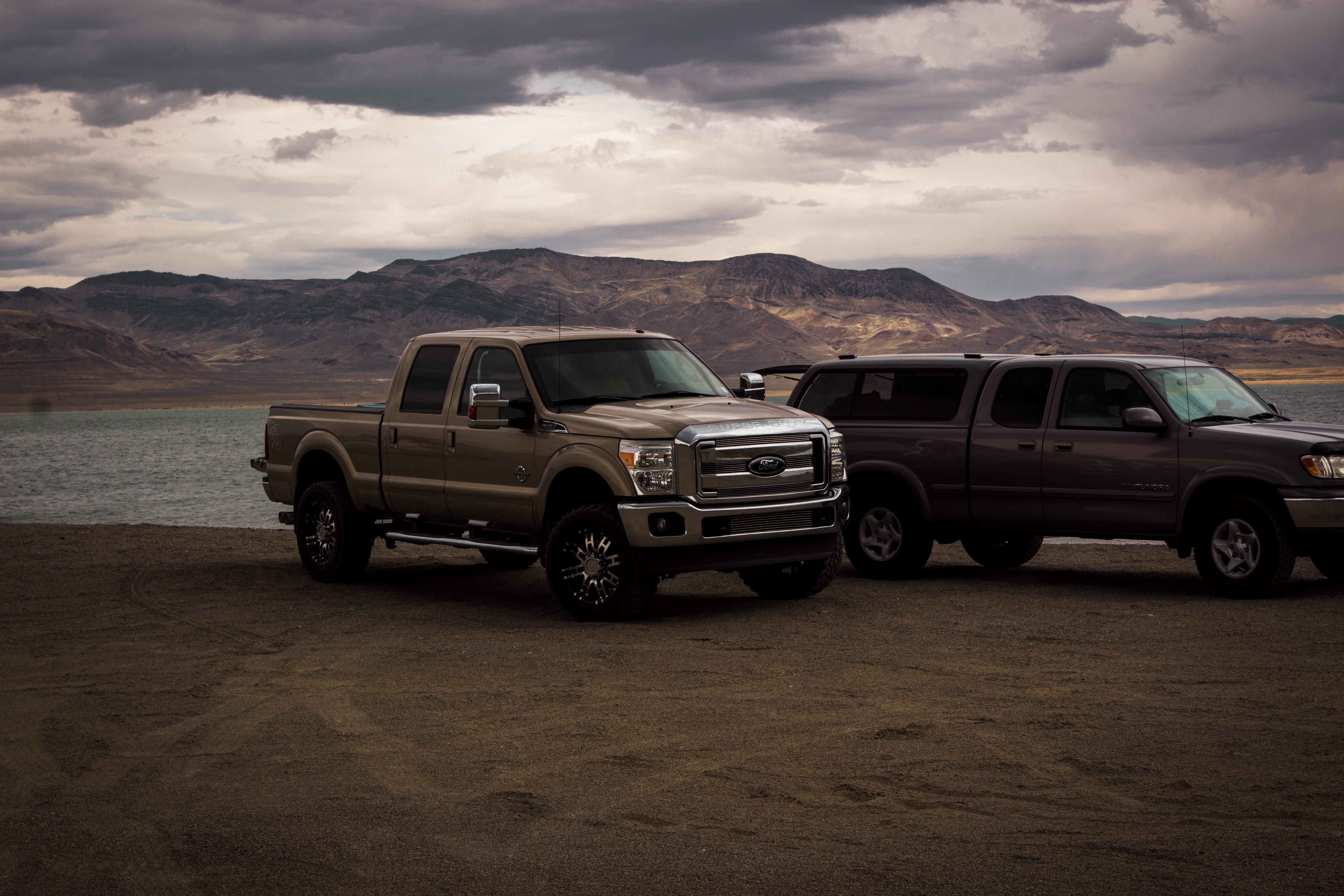 sand, day, trucks, sky, transportation system, transportation, photography, scenics - nature, wheels, car, automobile, parked, landscape, stationary, mode of transportation, HD Wallpaper