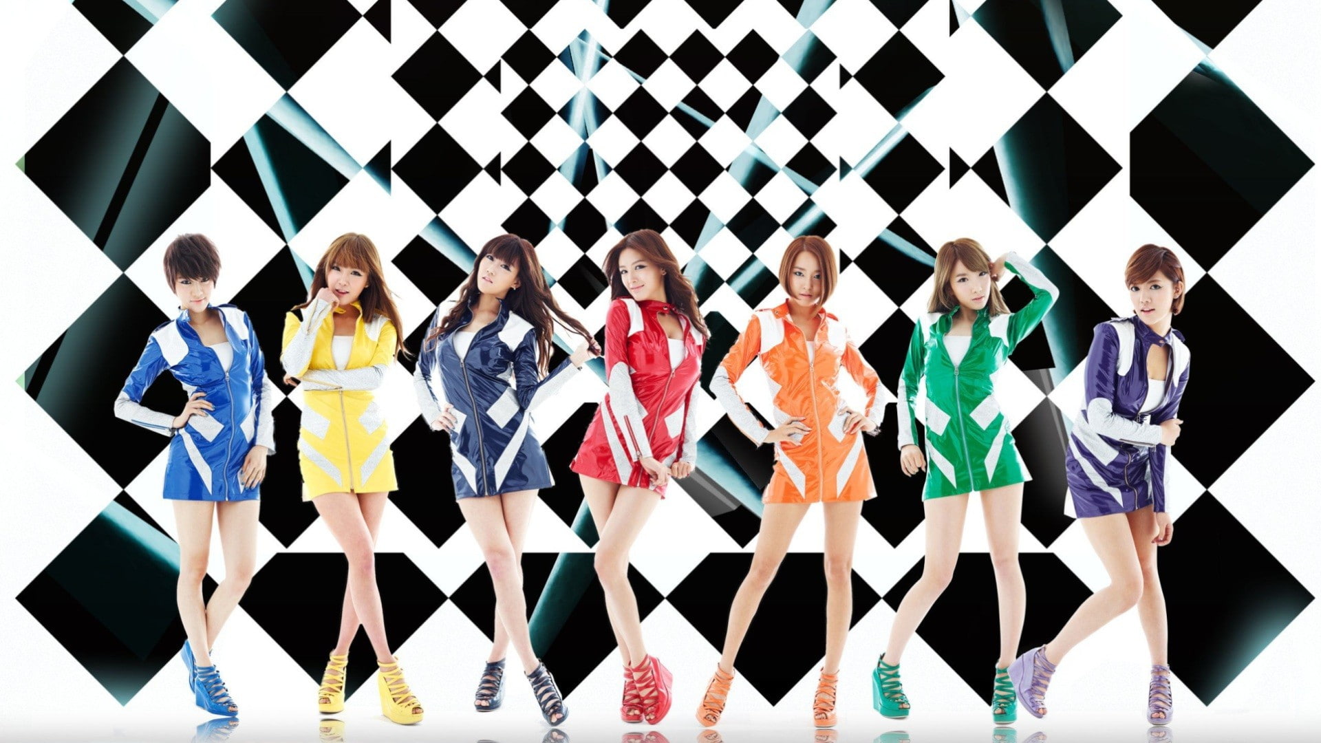 asians, women, rainbows, k pop, 1080P, rainbow, korea, band, south, HD Wallpaper