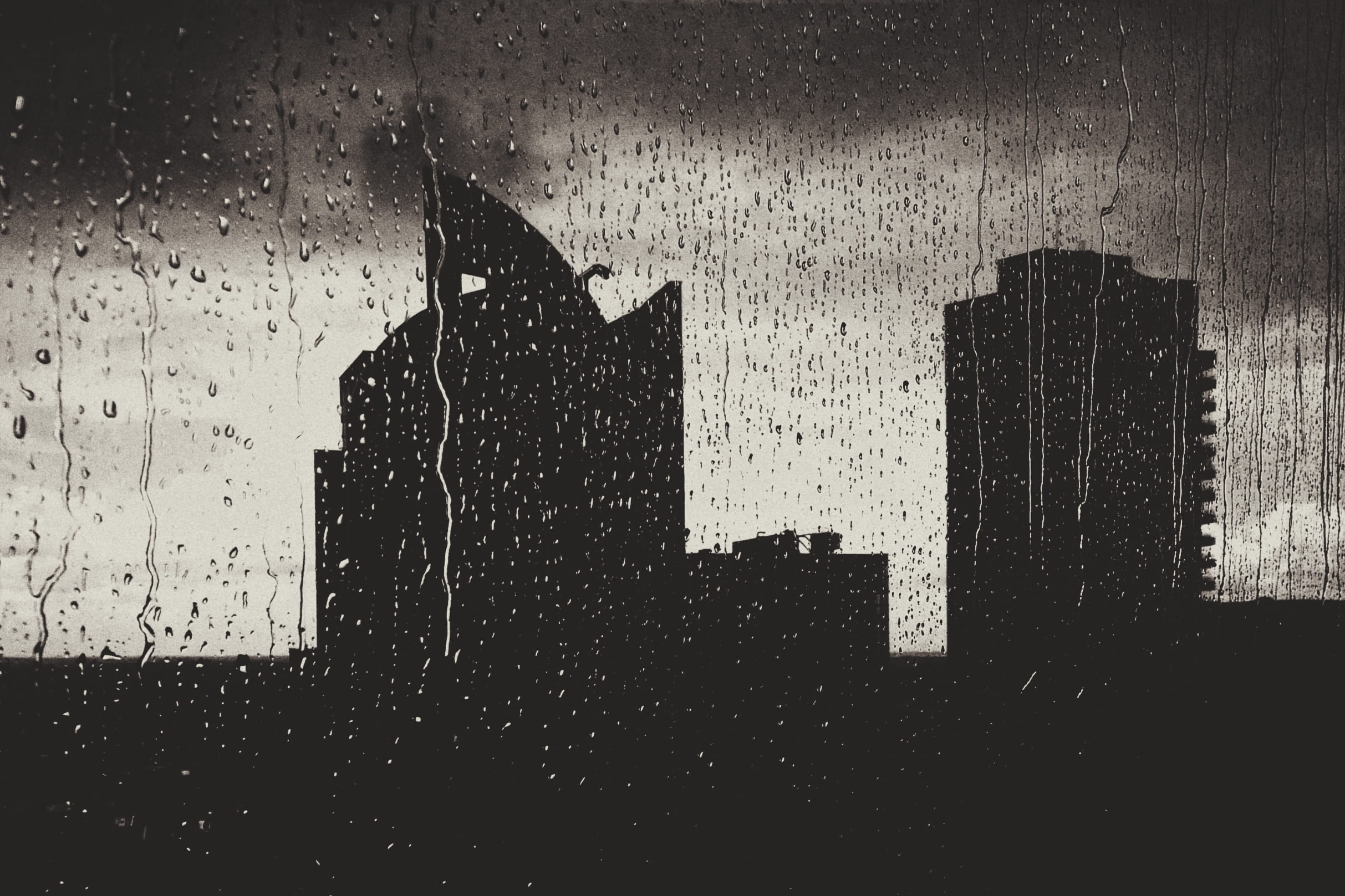 raindrop, drop, built structure, sad, rain, city, window, nature, close-up, 1080P, black, water, cityscape, wet, homesick, architecture, rainy season, HD Wallpaper