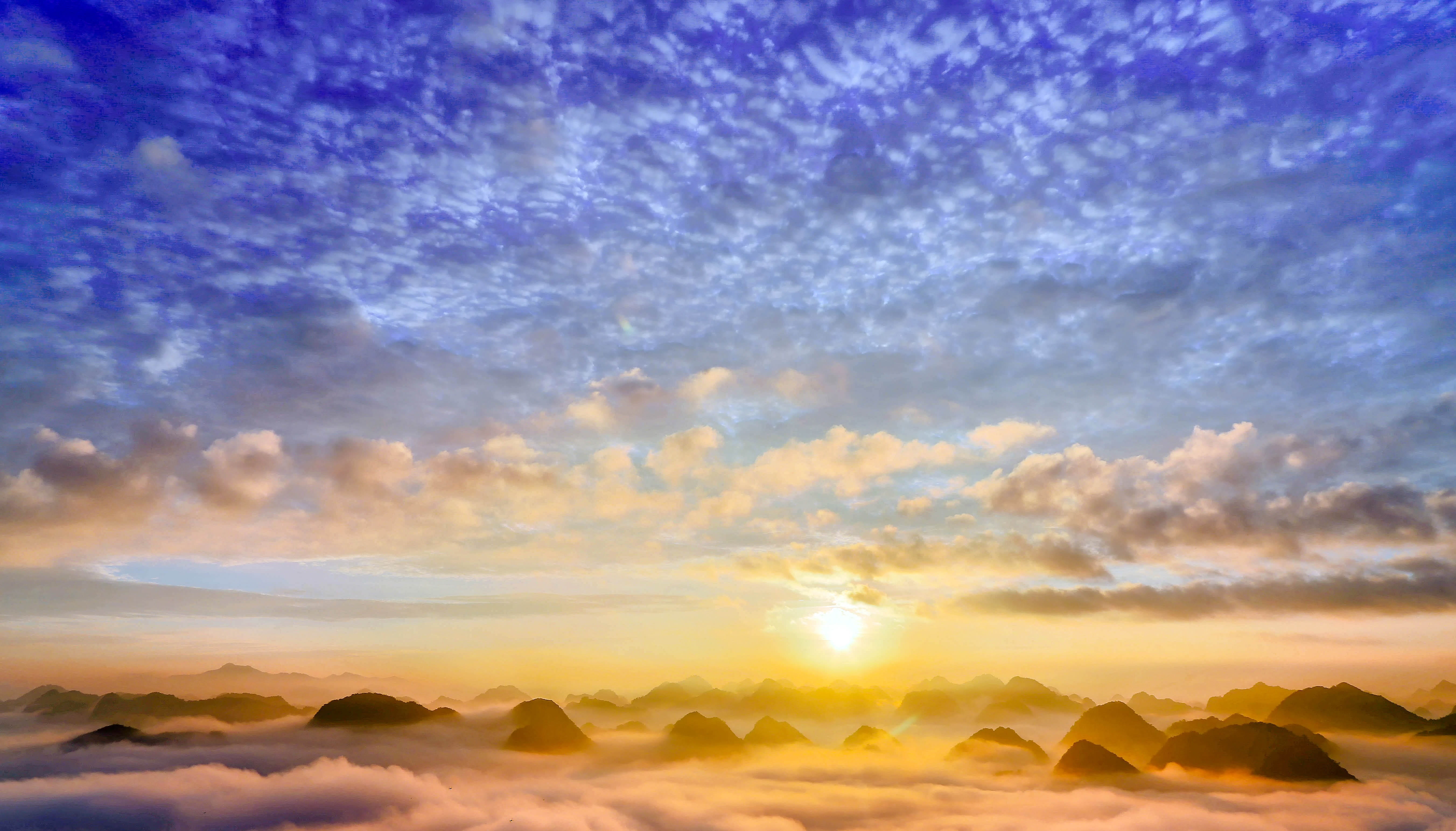 scenics - nature, landscape of vietnam, dramatic sky, no people, cloudscape, moody sky, environment, vietnam, outdoors, 5K, mountain range, sky, orange color, HD Wallpaper