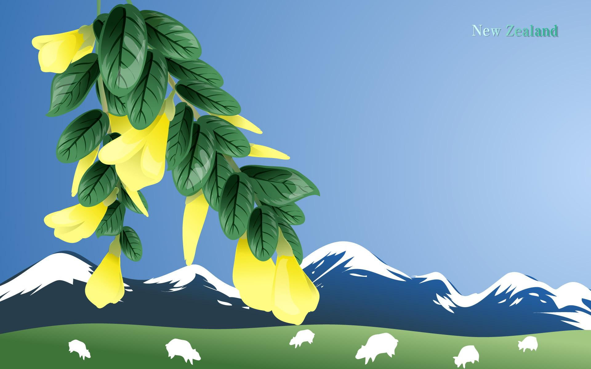animals, mountain, vector, 1080P, new zealand, 1920x1200, sheep, minimalistic, near, zealand, illustration, new, HD Wallpaper