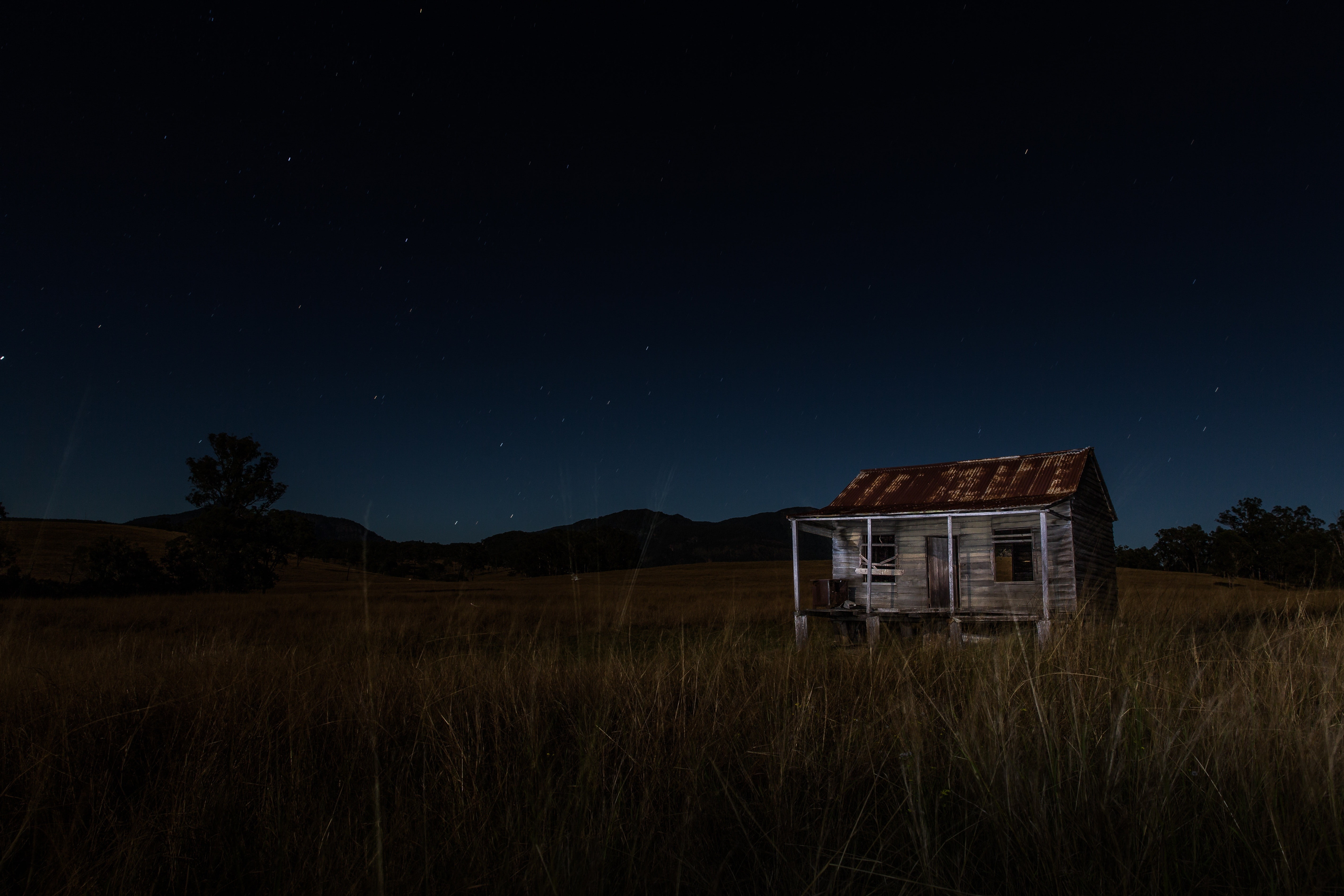 nature, night sky, 5K, landscape, farm, HD Wallpaper