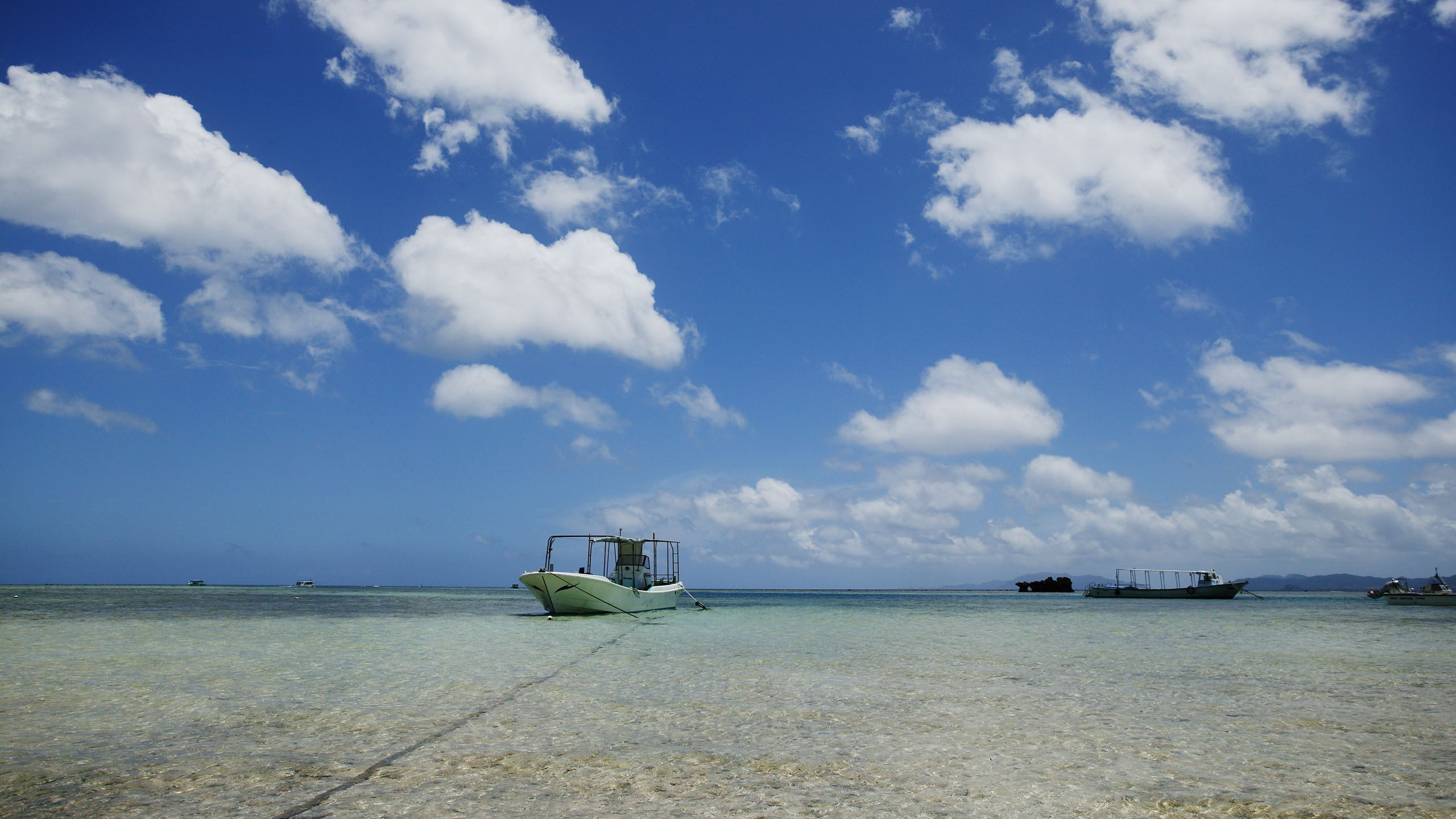 sky, sea, day, 2K, tranquil scene, beauty in nature, fishing boat, horizon, water, beach, transportation, outdoors, cloud - sky, tranquility, nature, travel, HD Wallpaper