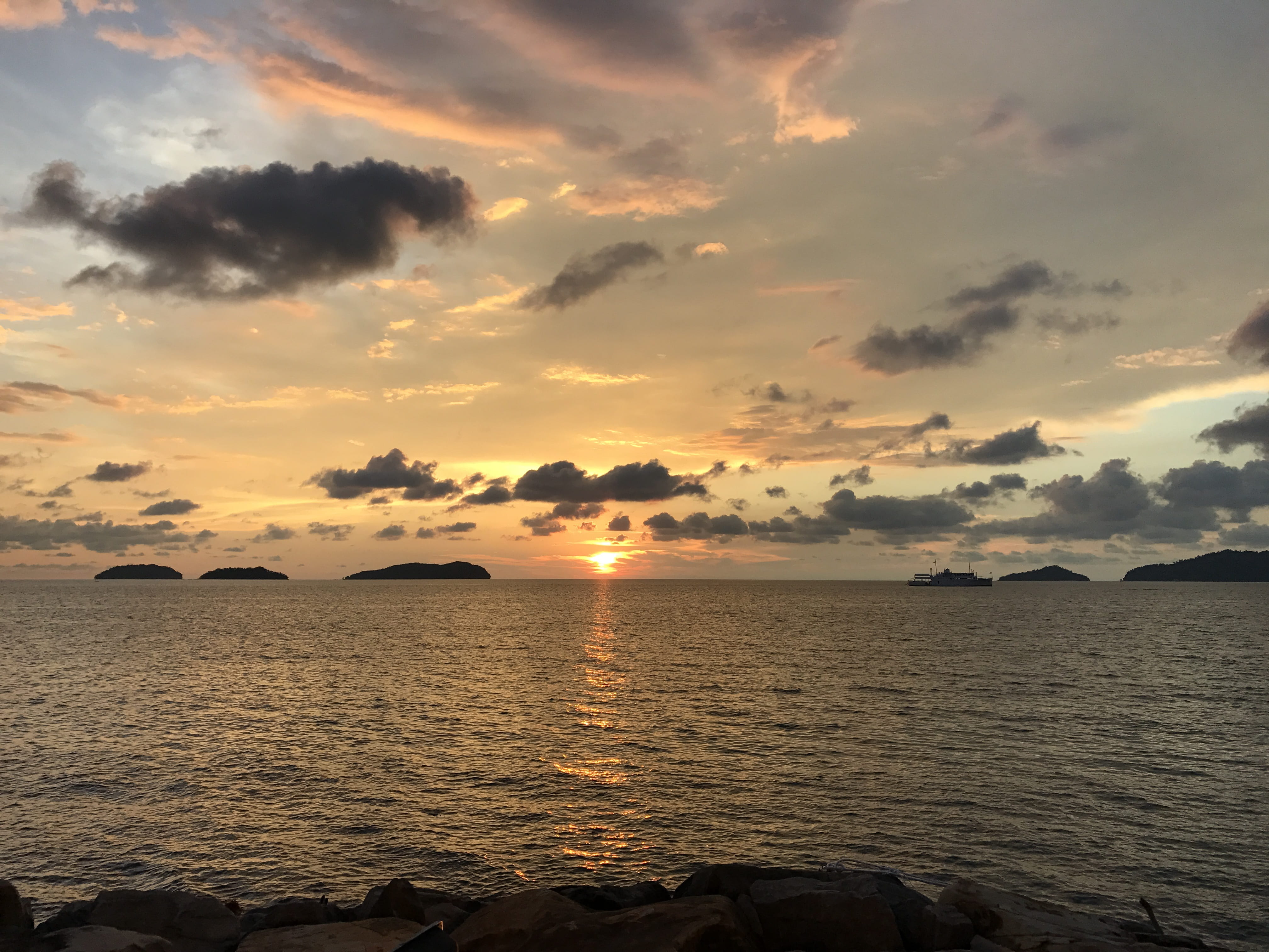 sun, beauty in nature, cloud - sky, scenics - nature, sunlight, sea, no people, orange color, view, kota kinabalu, sunset, outdoors, idyllic, at, waterfront, HD Wallpaper