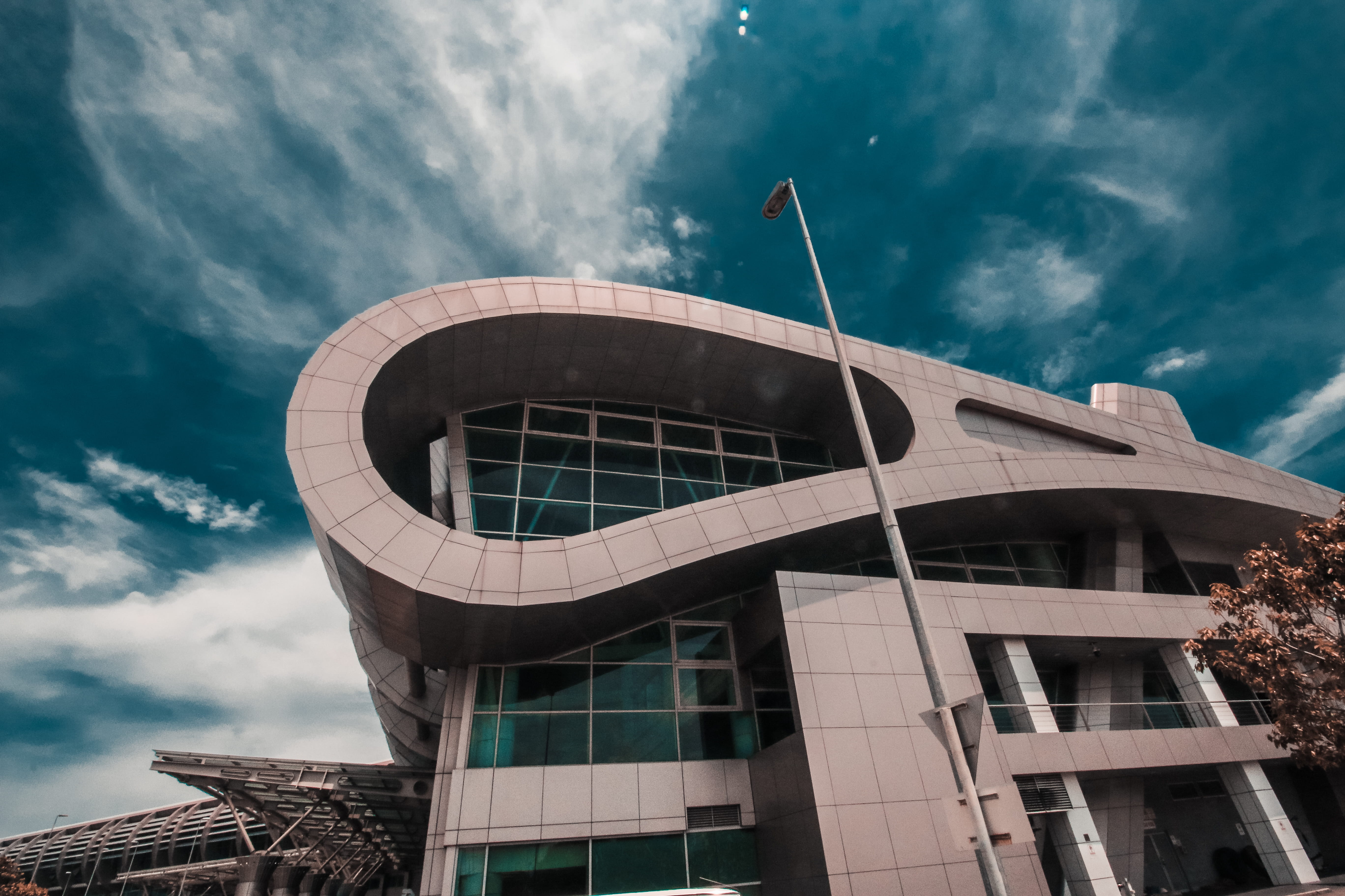 day, window, reflection, nature, malaysia, building, office building exterior, no people, kota kinabalu international airport, sunlight, industry, cloud - sky, HD Wallpaper