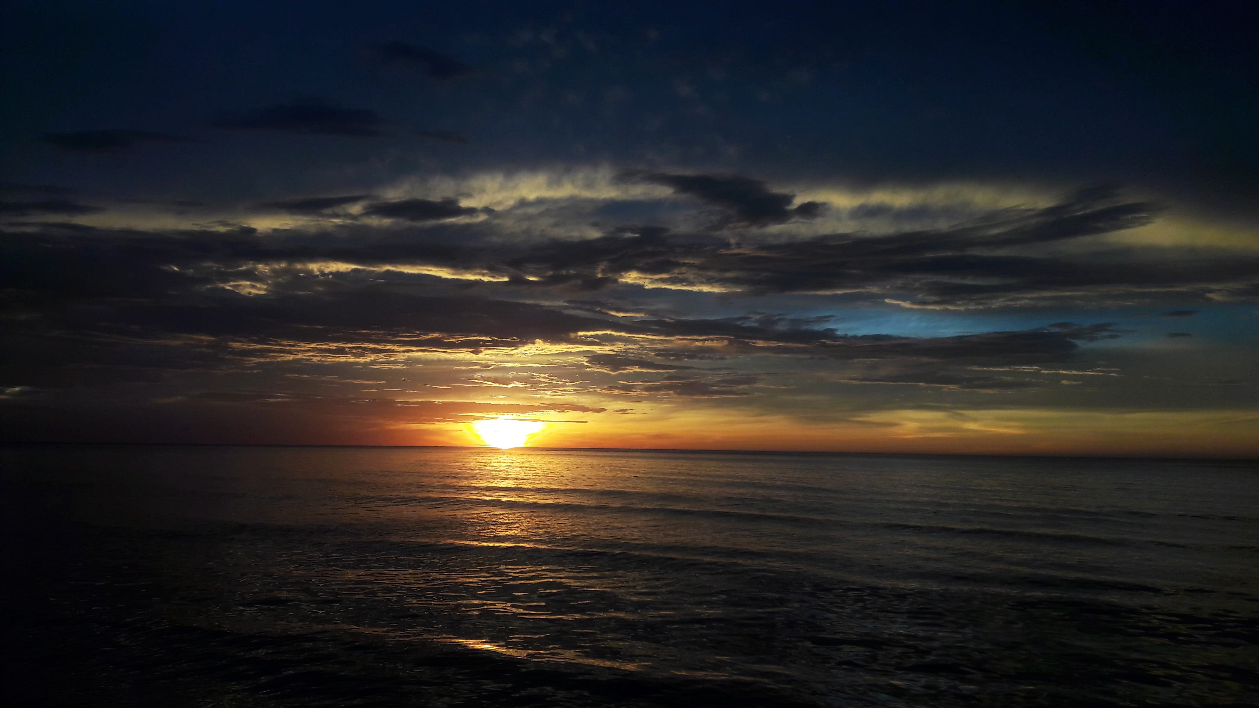 orange color, beach, landscape, scenics - nature, seascape, sky, kota kinabalu, sun, horizon over water, sunlight, water, sunset, no people, 4K, sea, dramatic sky, HD Wallpaper
