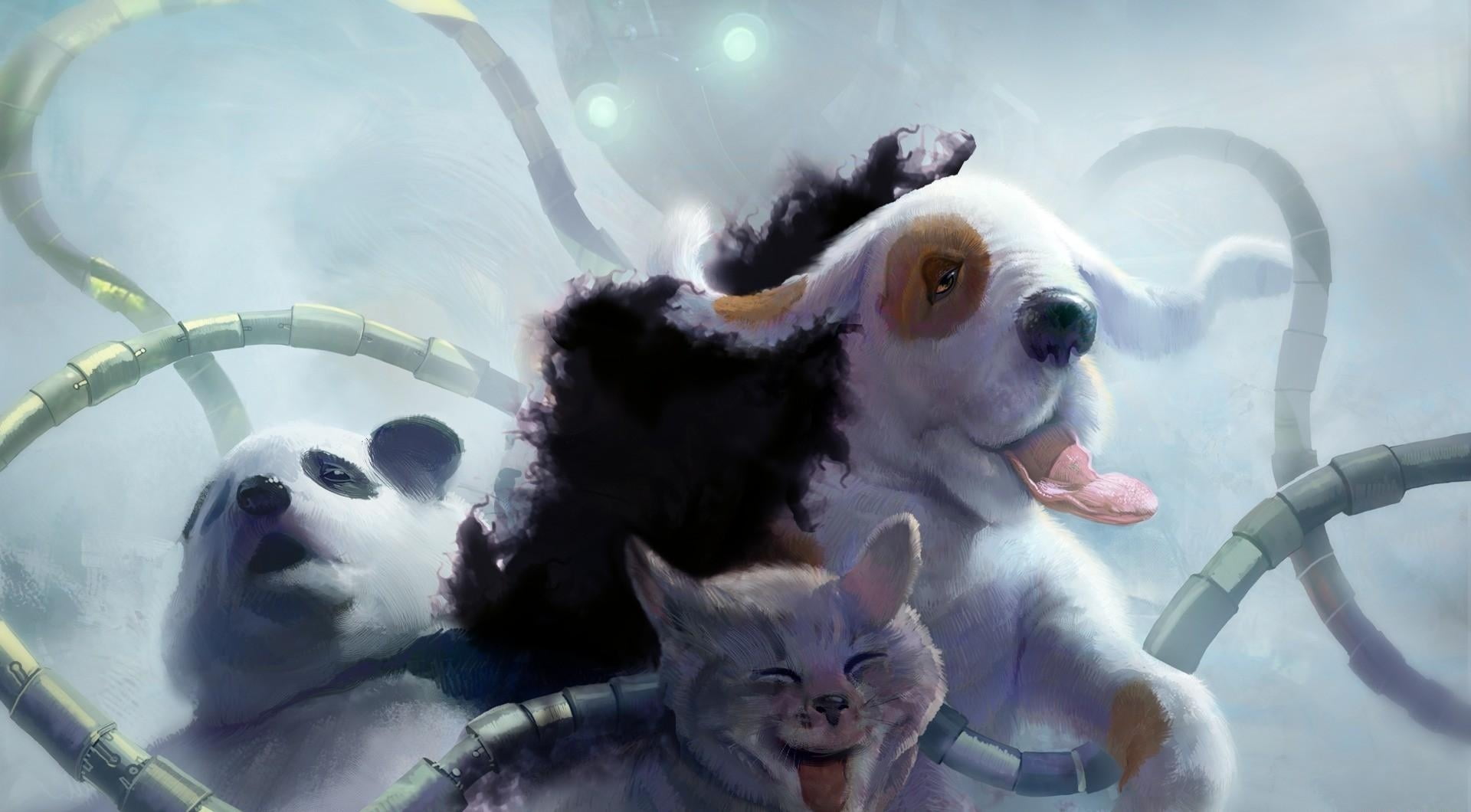 tentacles, no people, animals, portrait, illustration, animal themes, robot, mammal, 1080P, domestic animals, canine, dog, nature, vertebrate, day, octopus, HD Wallpaper