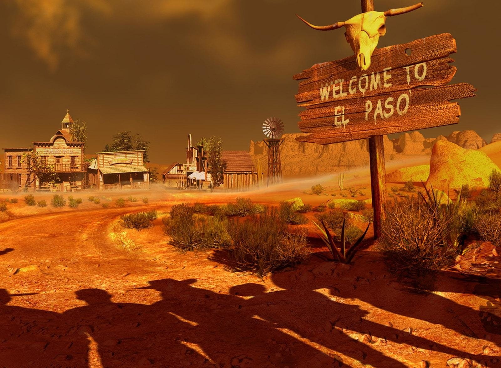 information sign, Game, building exterior, Desperados, information, Desert, building, sign, tree, Town, outdoors, 720P, guidance, plant, day, nature, communication, HD Wallpaper