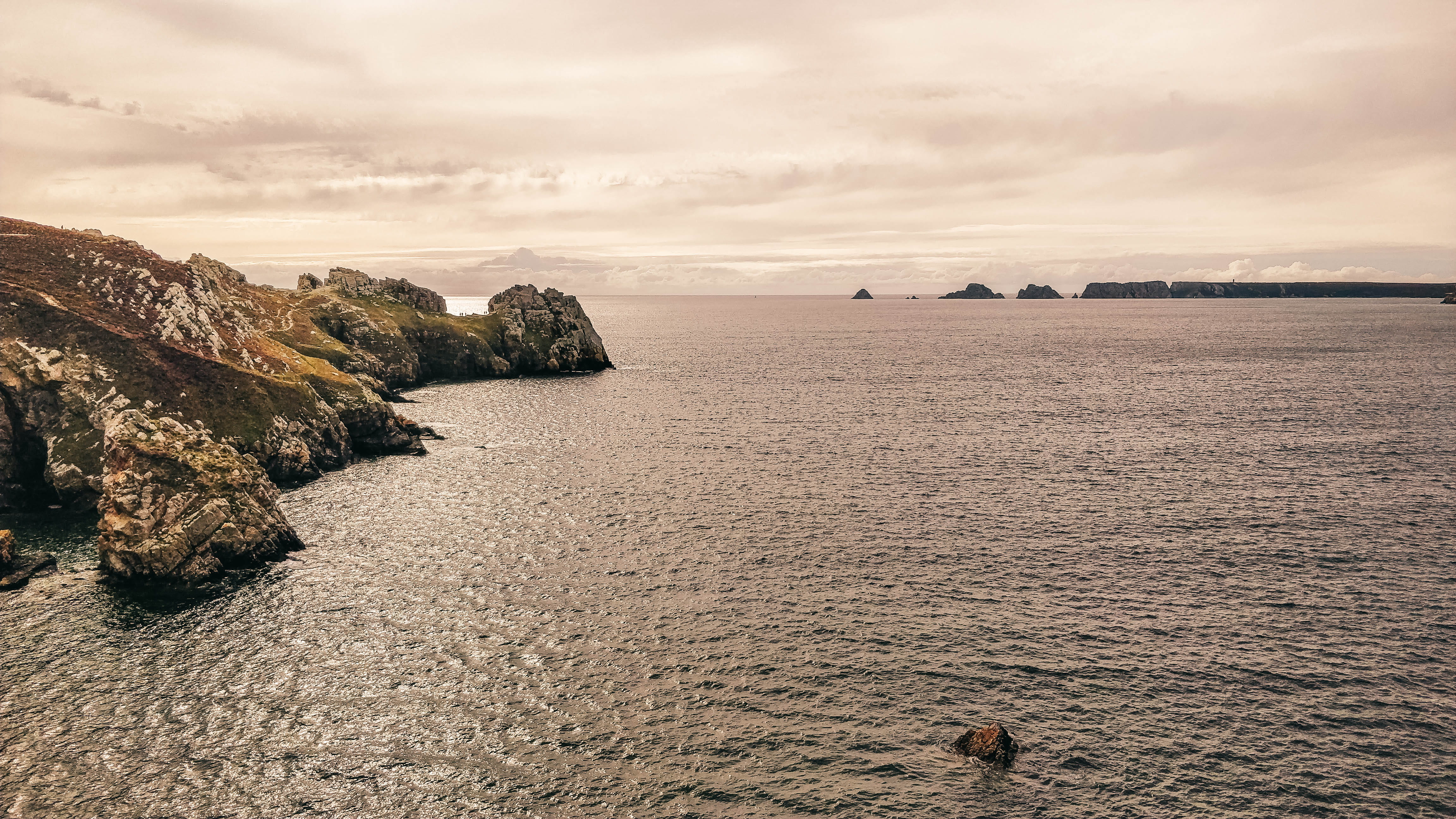 cliff, sky, water, environment, sea, nature, cloudy, landscape, rocks, beauty in nature, outdoors, rock, day, beach, rock - object, cloud - sky, france, HD Wallpaper