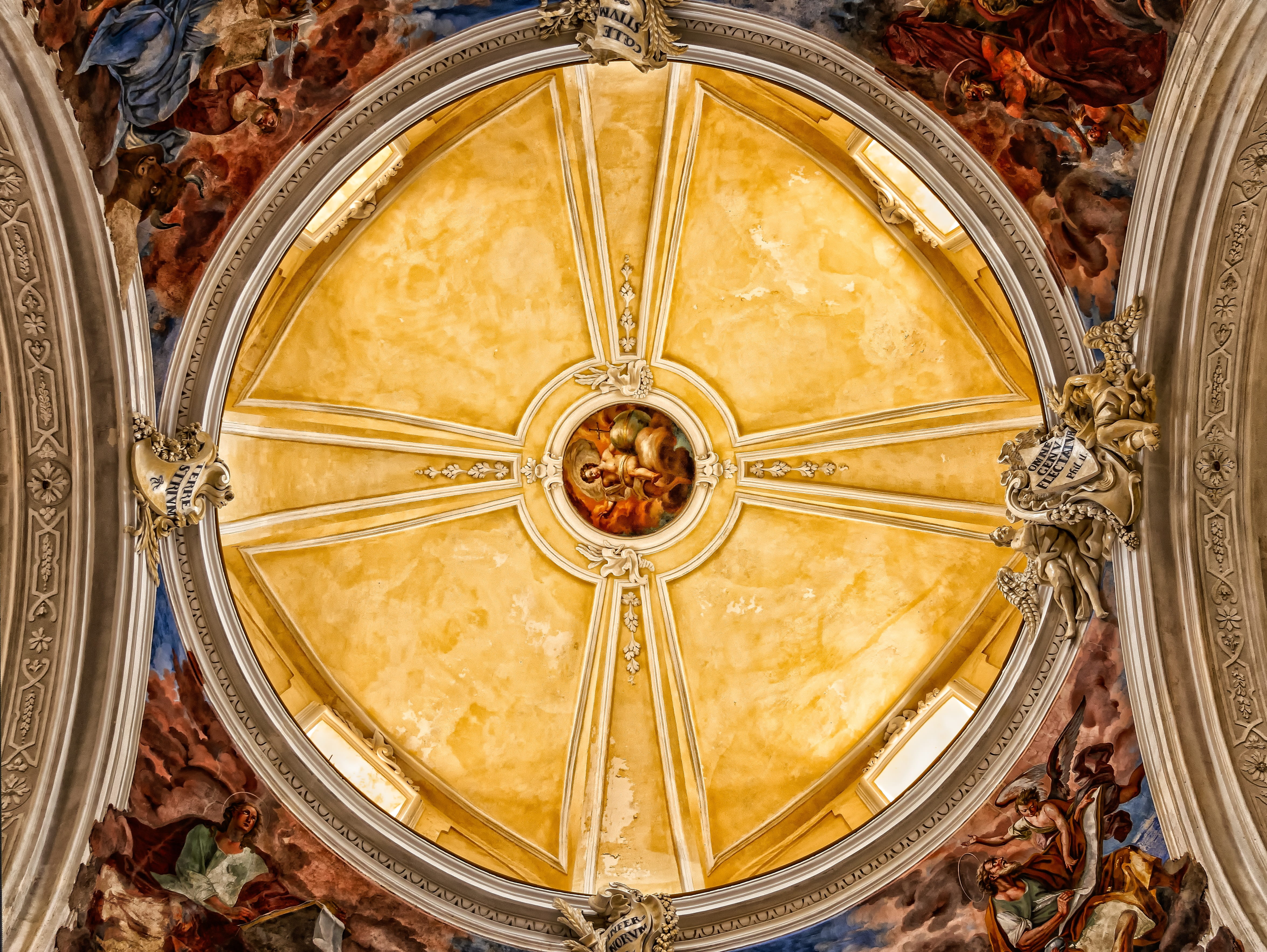 ceiling, travel destinations, ornate, pattern, directly below, clock, places of interest, christianity, italy, shape, indoors, place of worship, imposing, HD Wallpaper