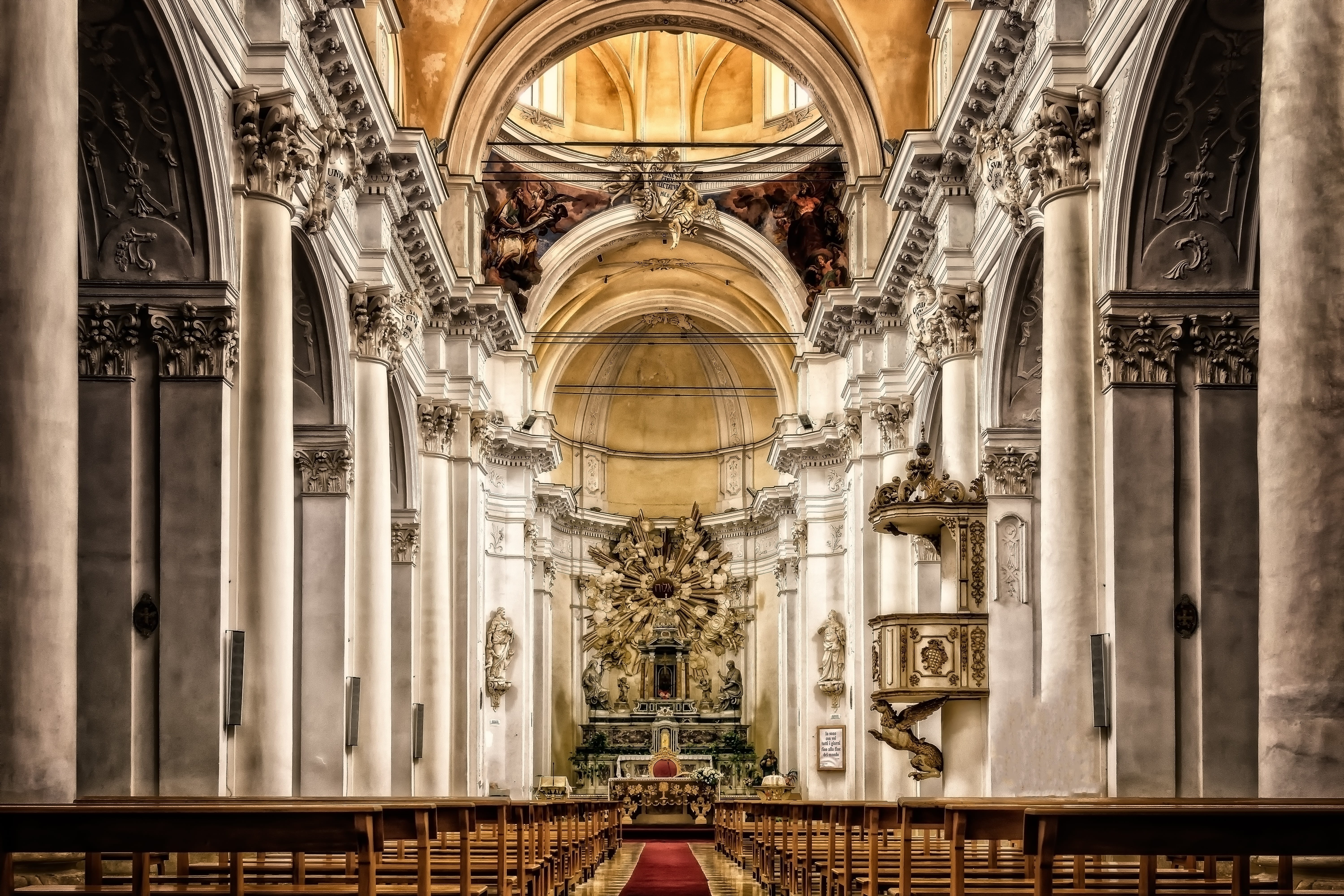 faith, arch, built structure, holiday, st charles church, 5K, church, no people, white, indoors, beige, belief, the past, historically, history, spirituality, HD Wallpaper