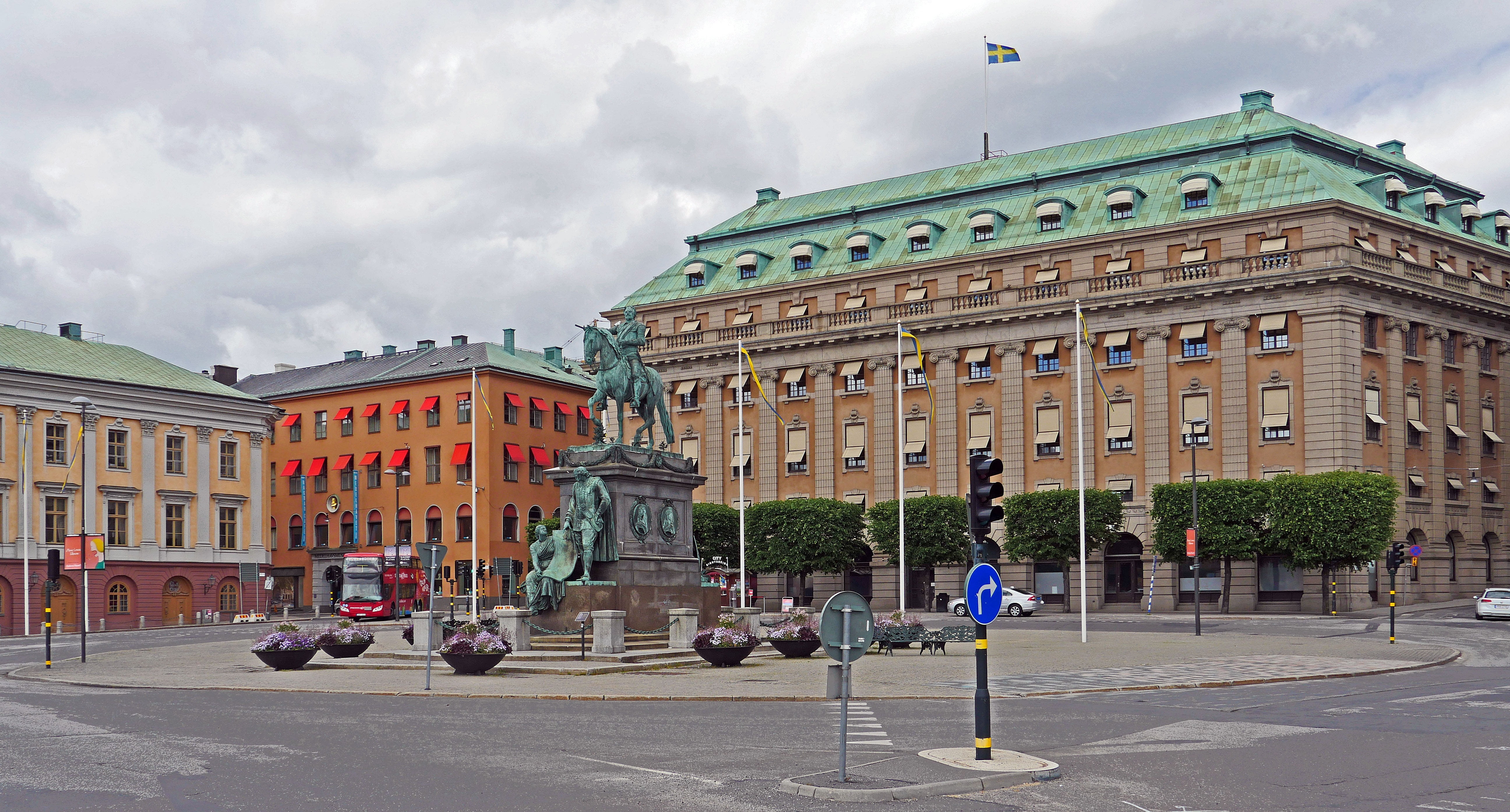 road, day, rondelle, transportation, city street, dance museum, gustav-adolf-platz, capital, built structure, center, government, car, nature, city, pedestal, HD Wallpaper