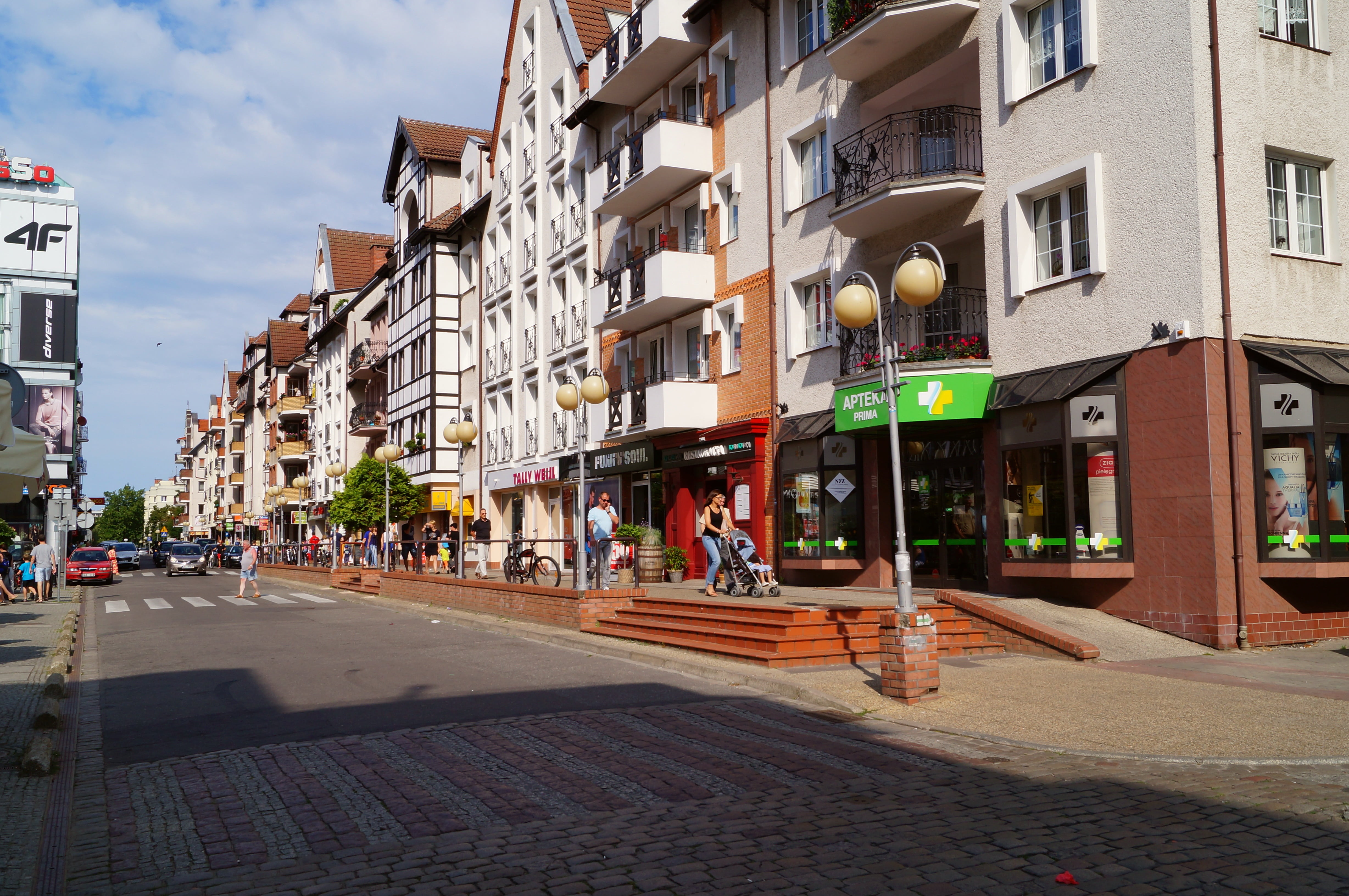 city life, nature, kolobrzeg, direction, road, historically, city street, day, old town, sidewalk, poland, transportation, building exterior, incidental people, HD Wallpaper