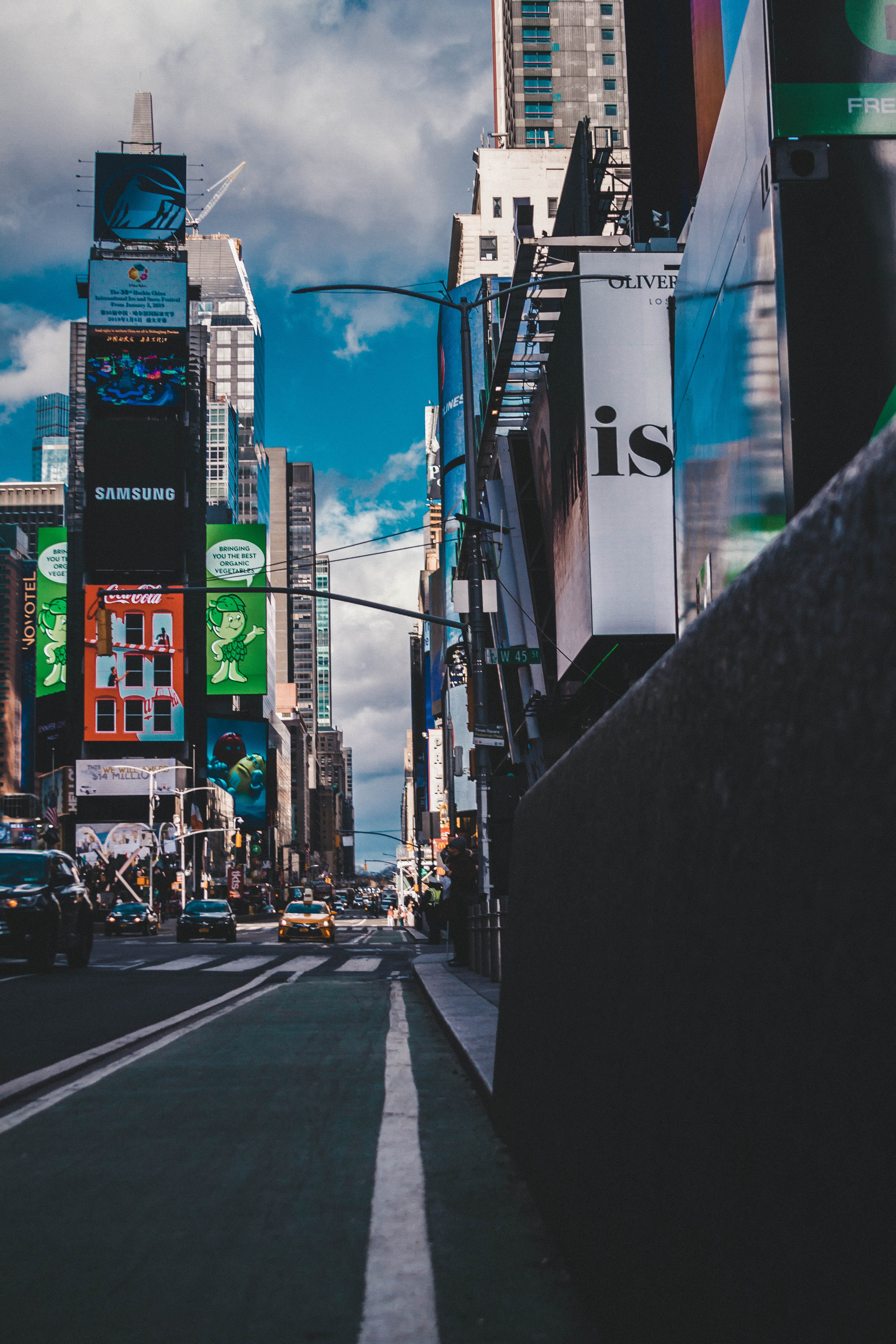 urban, automobile, car, direction, advertisement, building, ny, office building exterior, asphalt, metropolis, nature, way, tarmac, vehicle, land vehicle, Phone HD Wallpaper