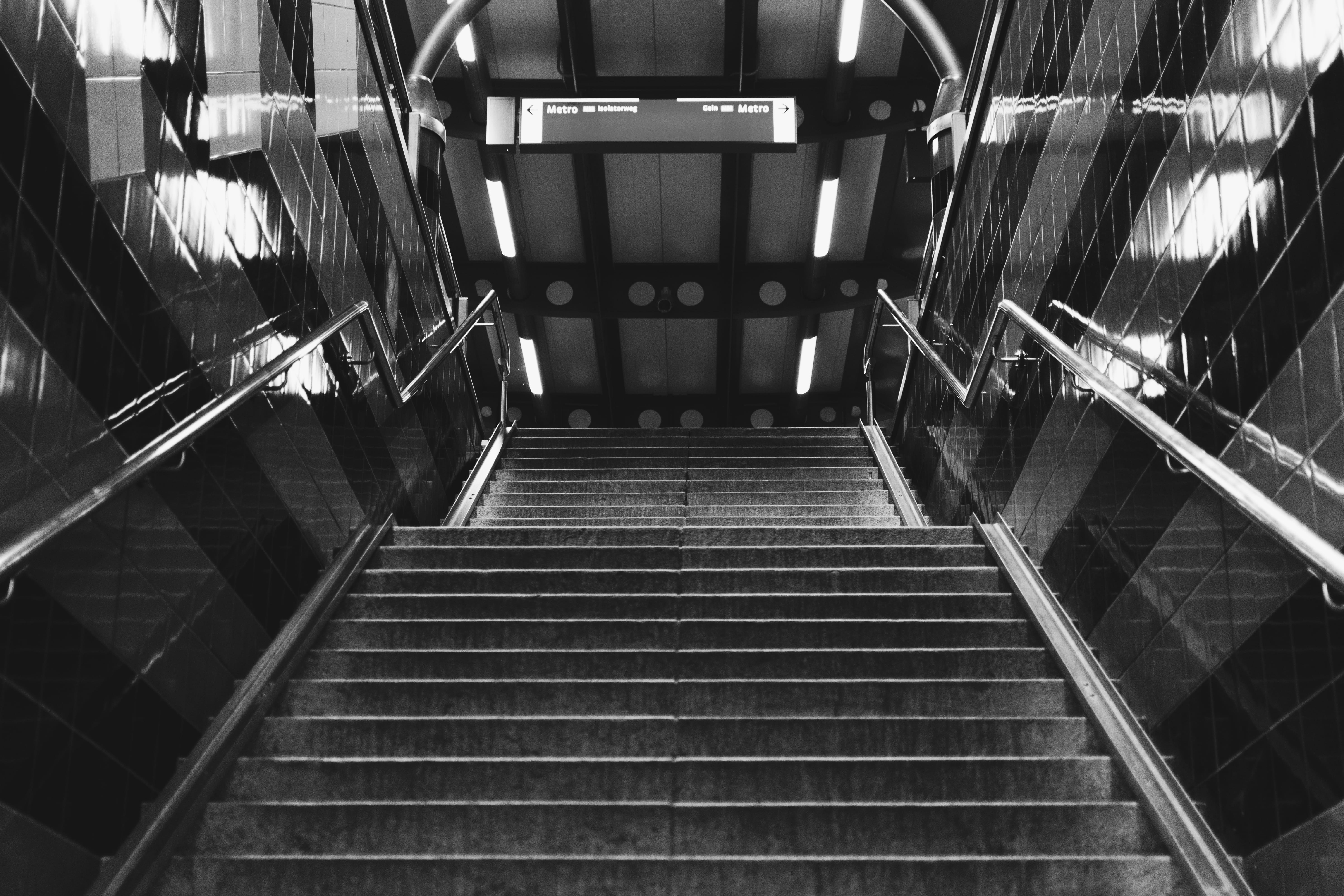 stairs, the way forward, netherlands, illuminated, escalator, transportation, no people, architecture, urban, indoors, modern, high angle view, station, HD Wallpaper