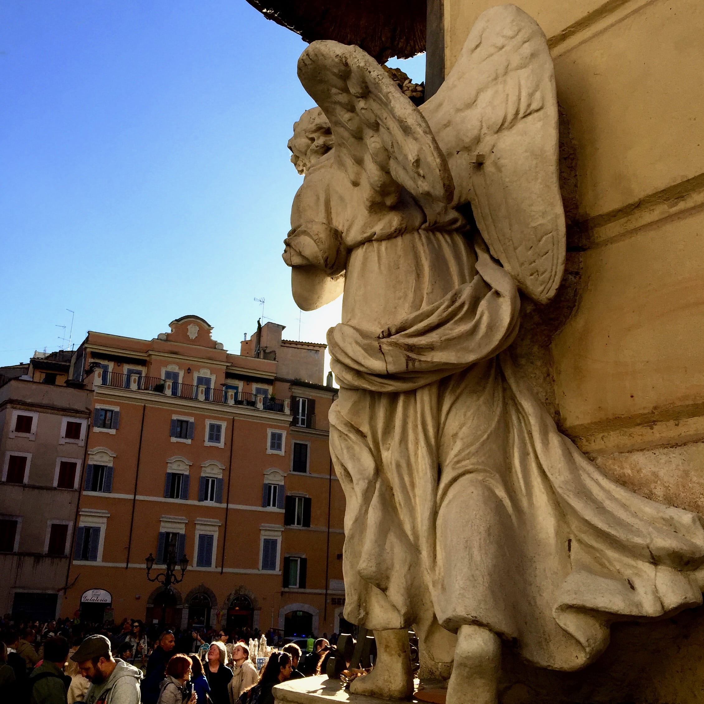 rome, roma, human representation, angel, nature, day, trevi fountain, group of people, sky, building, statue, sculpture, built structure, art and craft, Phone HD Wallpaper