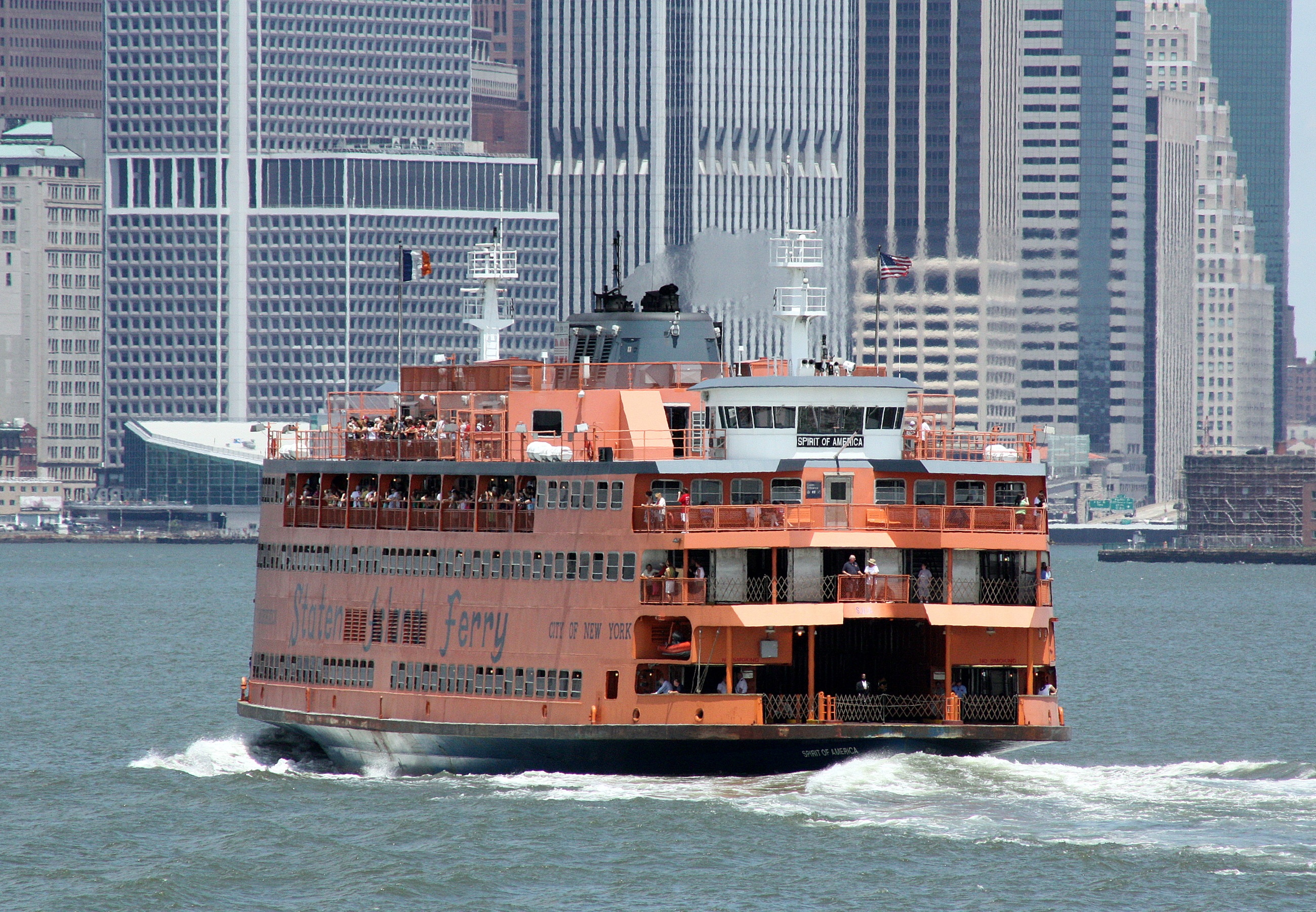 day, waterfront, skyscraper, new york, passenger craft, staten island, built structure, near, water, city, no people, ny, cityscape, downtown, skyline, HD Wallpaper