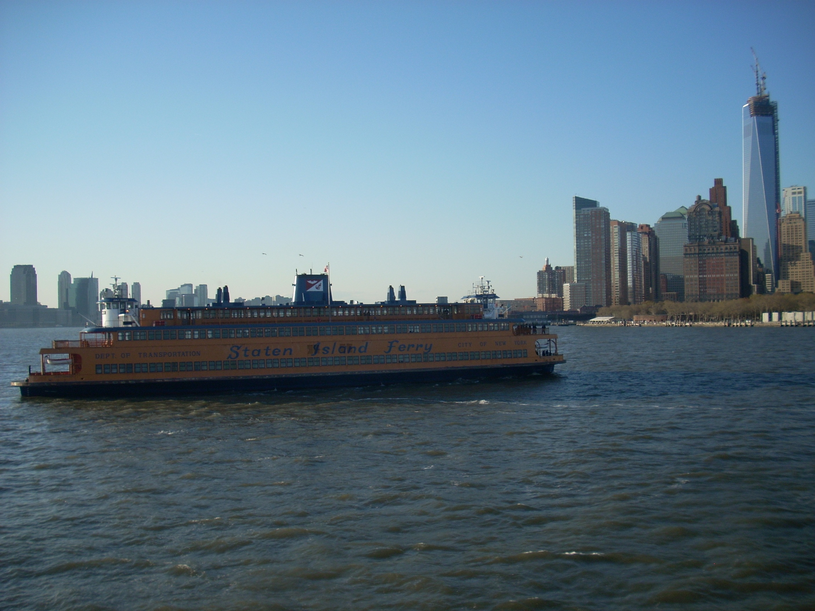 no people, ship, water, architecture, freight transportation, new york city, sea, skyscraper, new york, 2K, nature, sky, financial district, outdoors, HD Wallpaper