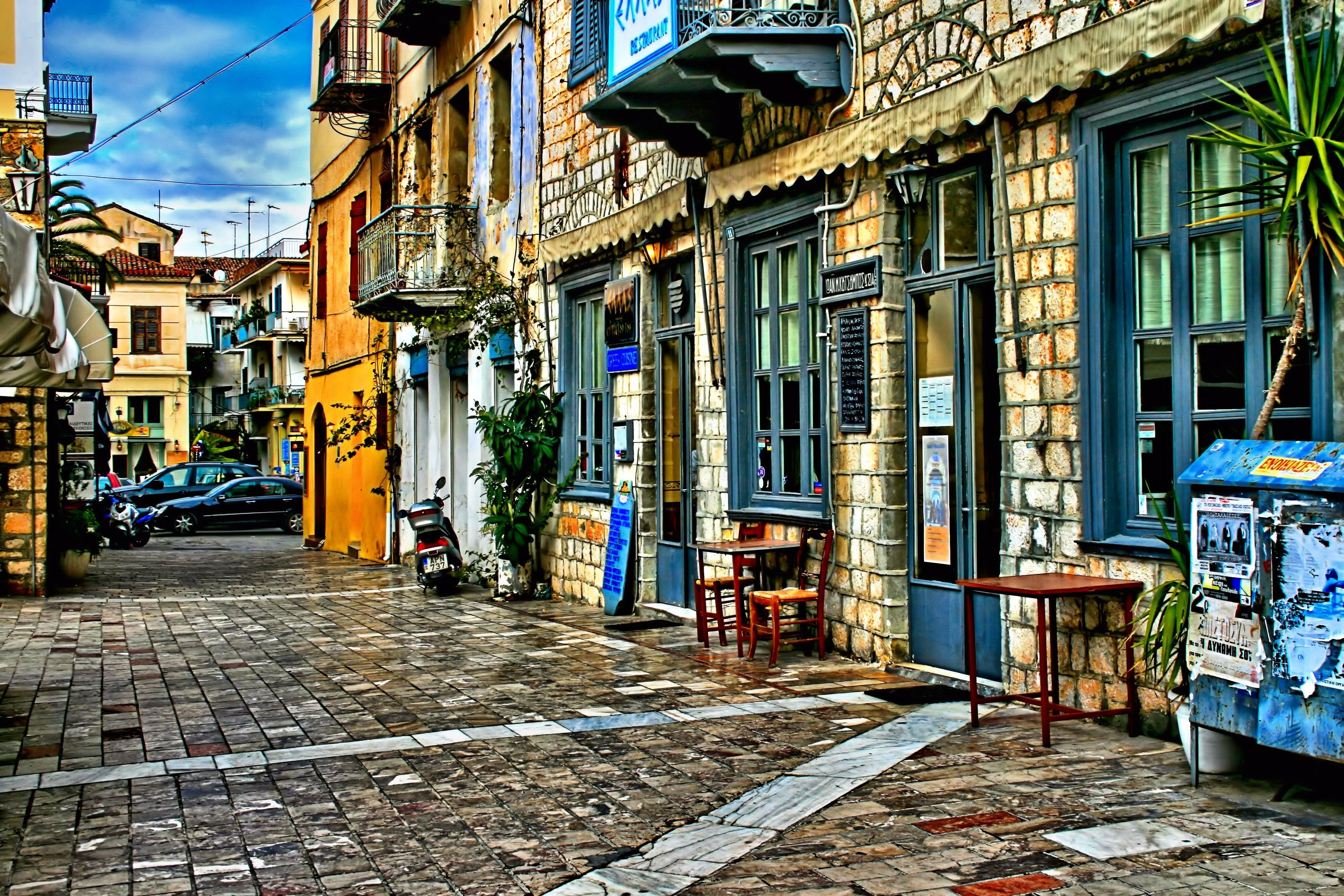 street, Street view, 4K, city, Greece, Urban, Nafplio, HD Wallpaper