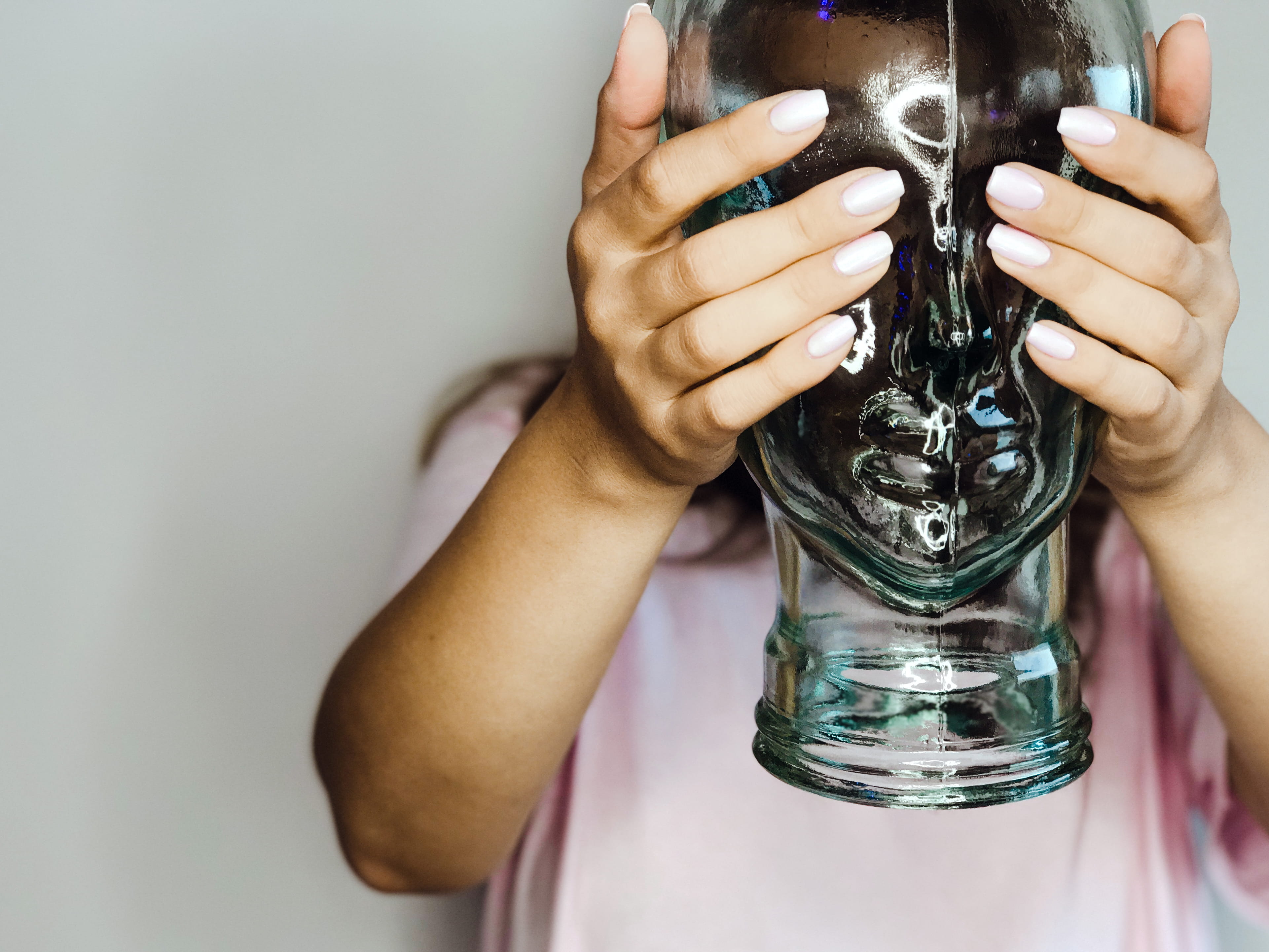 drinking glass, hands, headshot, vision, body part, 4K, close-up, pink nails, one person, obscured face, woman, women, refreshment, human hand, sight, HD Wallpaper