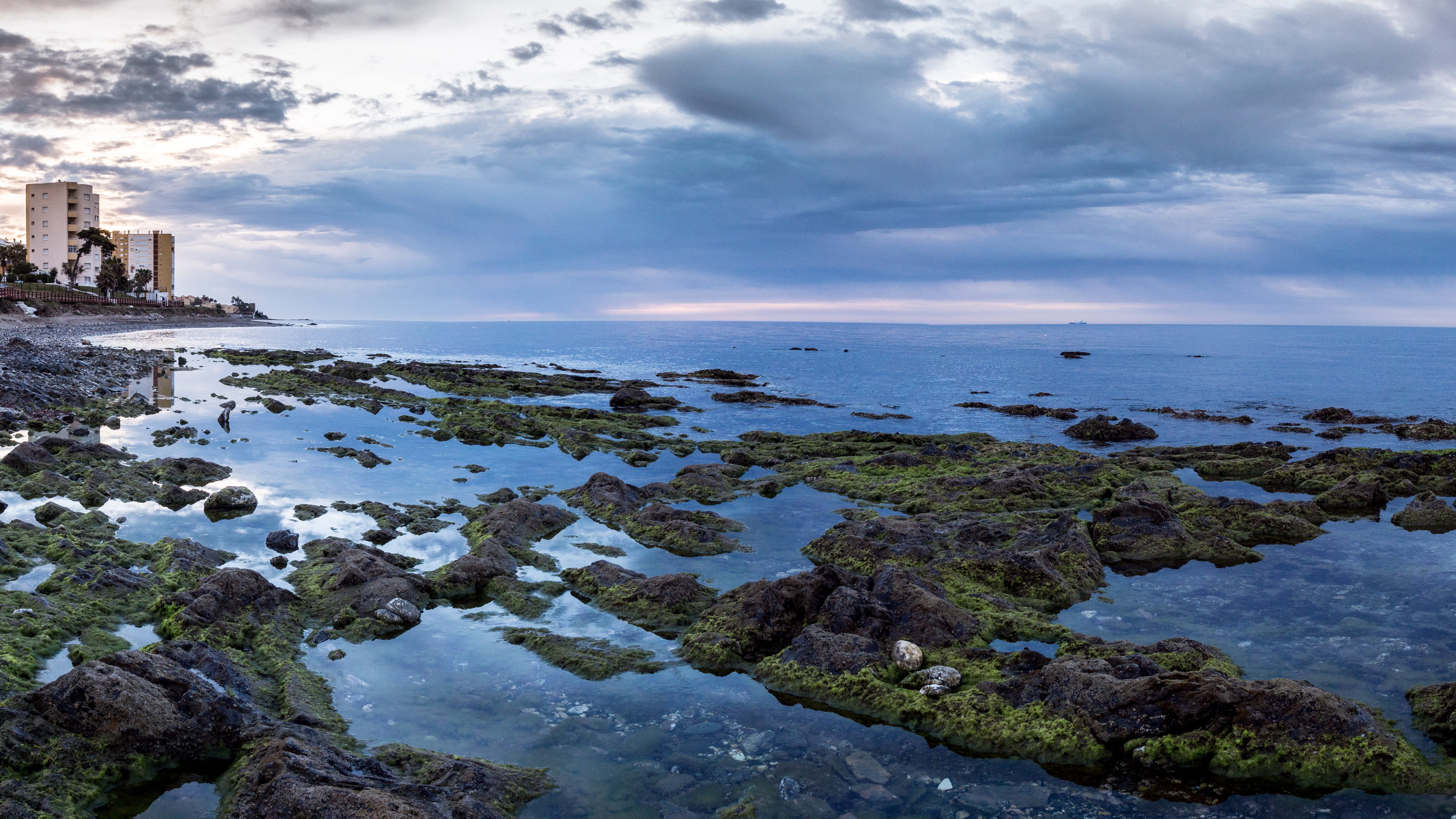 horizon over water, environment, dawn, solid, travel destinations, land, outdoors, sky, water, no people, walk, mijas, edge of the sea, afternoon, rock - object, HD Wallpaper