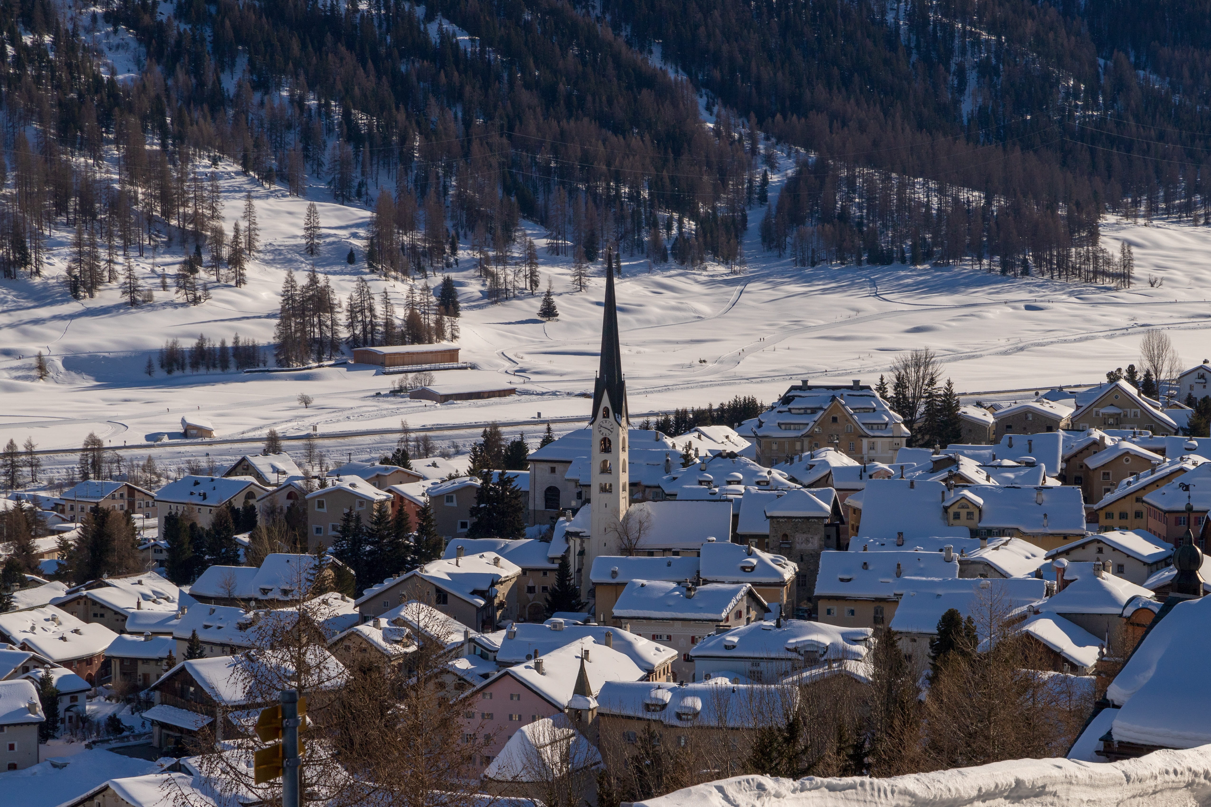 mountain, residential district, land, covering, building exterior, vacations, landscape, building, cold temperature, high angle view, 4K, holidays, snowcapped mountain, HD Wallpaper