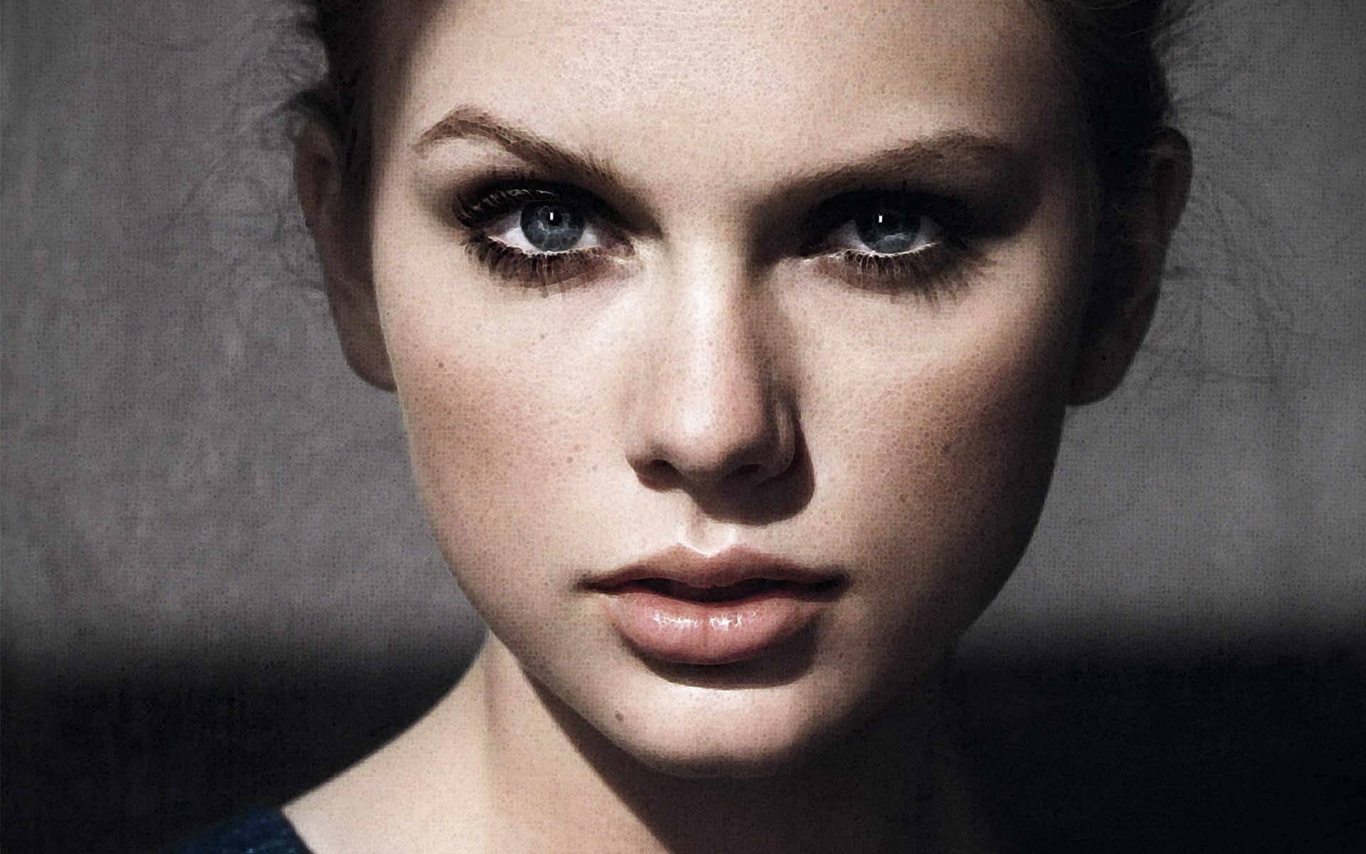 Taylor Swift, model, women, brunette, filter, photo manipulation, portrait, blue eyes, face, 1080P, HD Wallpaper