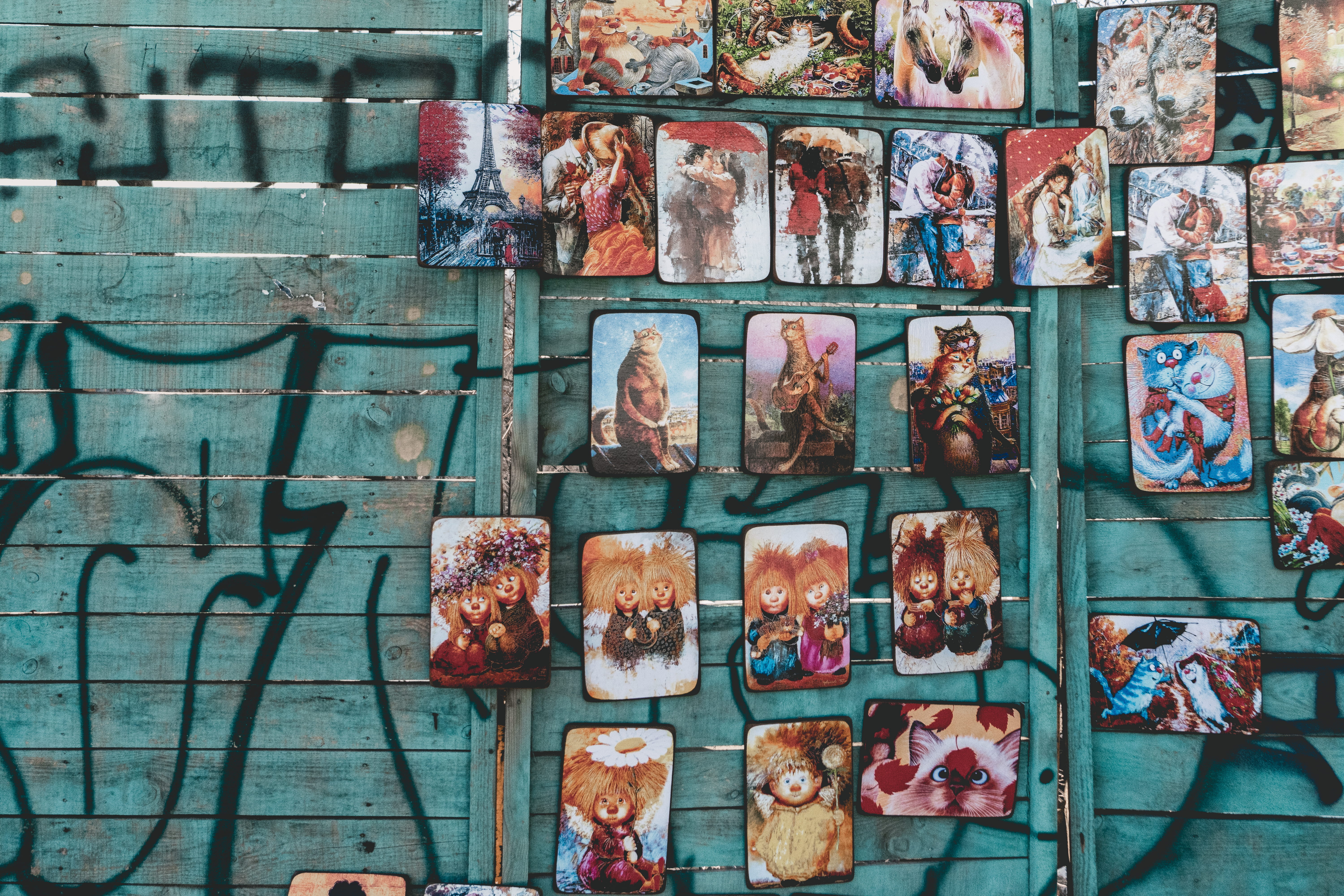 choice, ukraine, pictures, wall, full frame, people, multi colored, male likeness, wall - building feature, cats, representation, human representation, HD Wallpaper