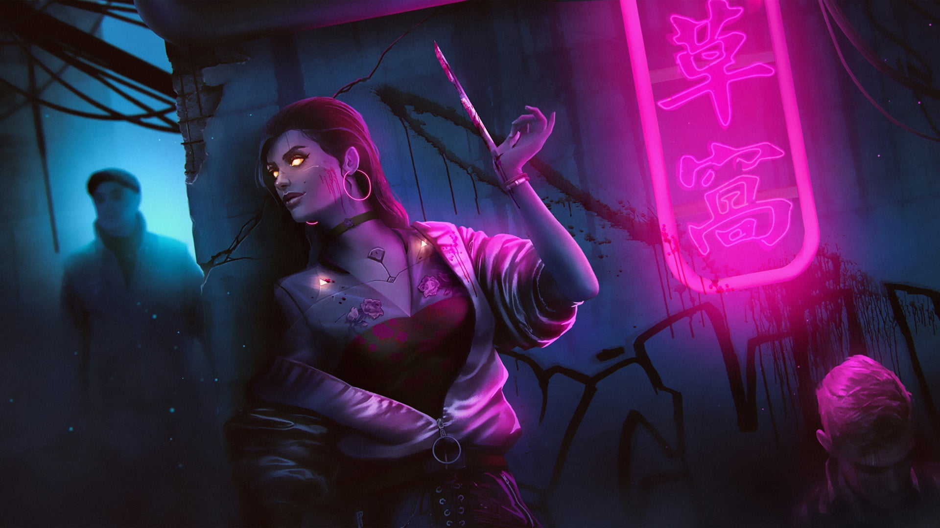 Science Fiction, Illustration, Assassin, by Michael Sova, Fiction, Art, Assassination, Cyberpunk, Characters, Figure, Lane, 1080P, Michael Sova, Girl, HD Wallpaper