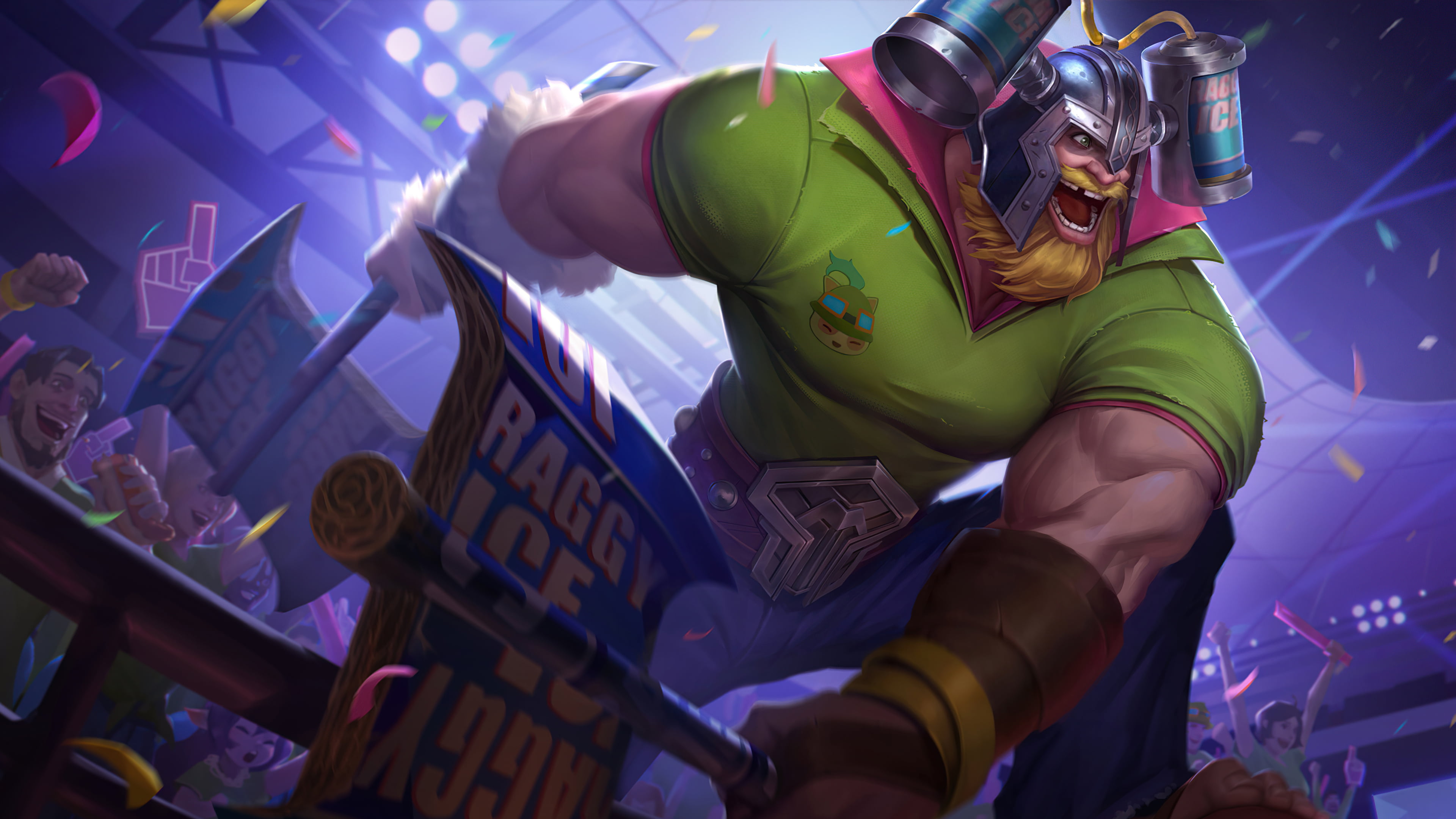 jungle, 4K, League of Legends, Riot Games, paint splash, Olaf, Erwin Olaf, HD Wallpaper