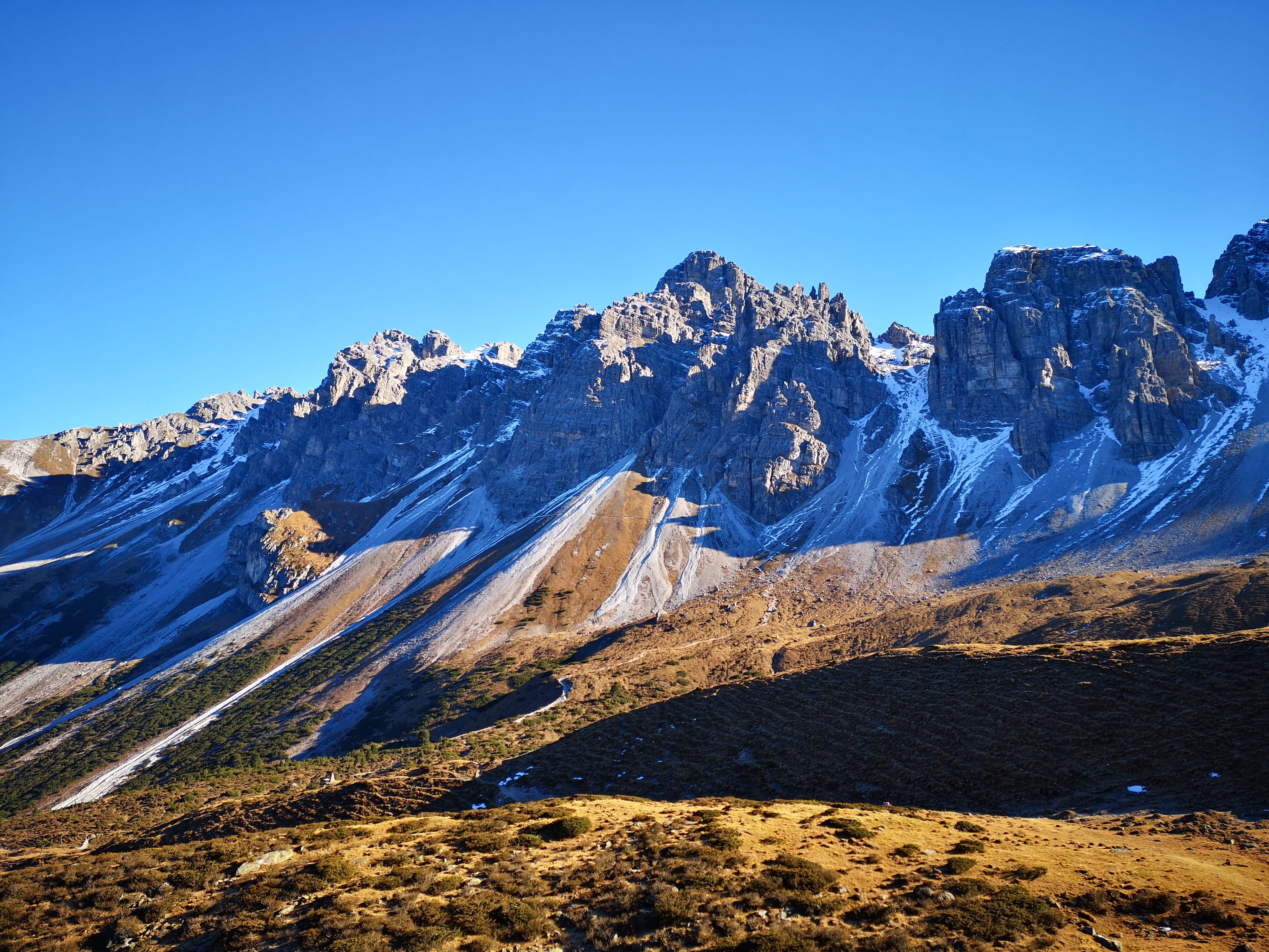 outdoors, day, mountain, idyllic, autumn, mountains, tranquil scene, landscape, winter, snow, innsbruck, mountain peak, formation, clear sky, beauty in nature, HD Wallpaper