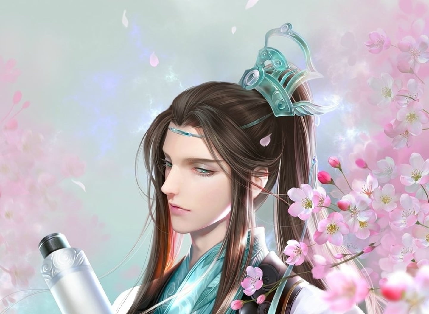 beauty, 720P, headshot, pink, women, young adult, front view, one person, man, plant, prince, real people, vulnerability, blue, fragility, beautiful woman, HD Wallpaper