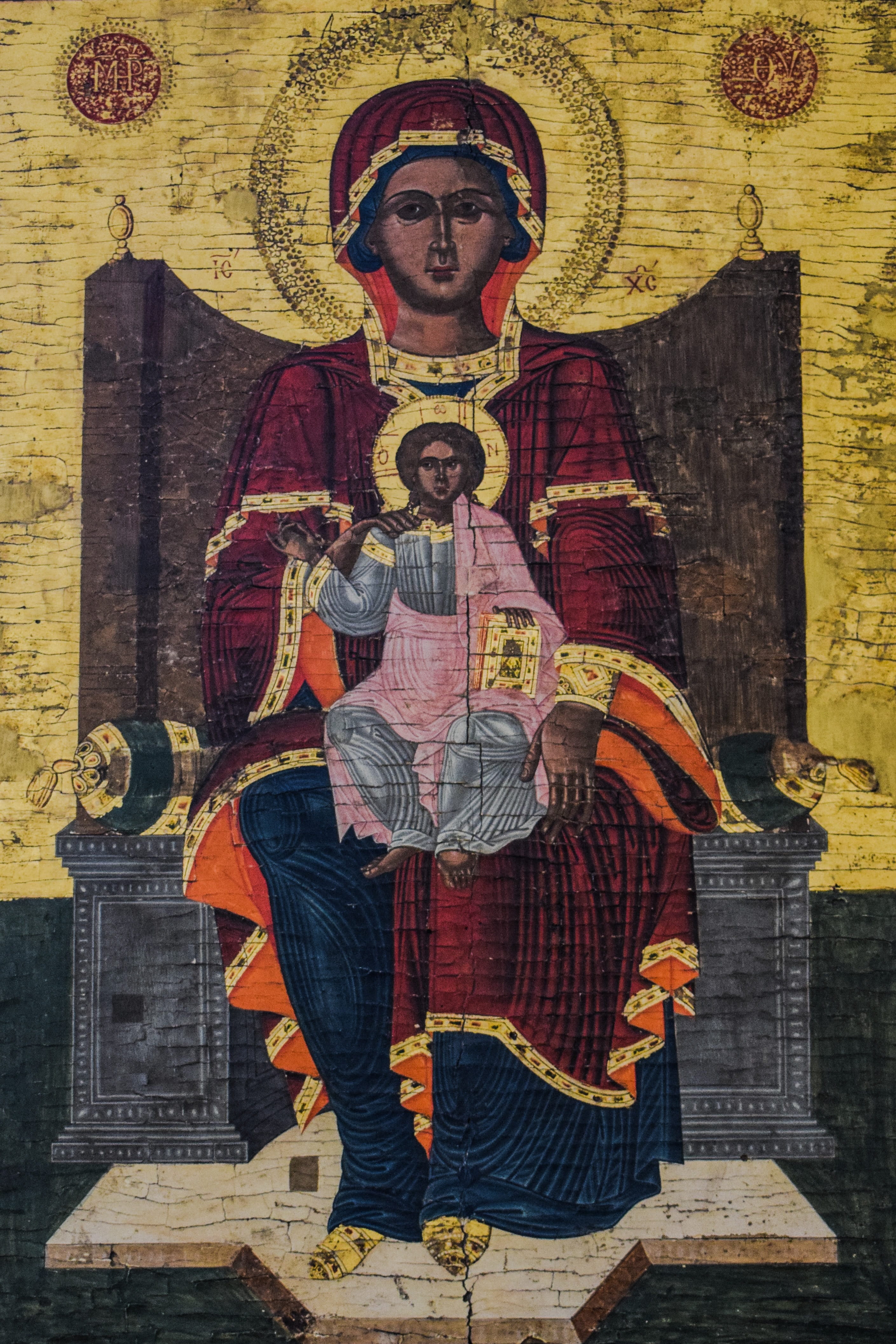 belief, orthodox, one man only, 4K, religion, adults only, Wooden, mural, byzantine style, standing, art and craft, the past, Christ, history, portrait, Phone HD Wallpaper