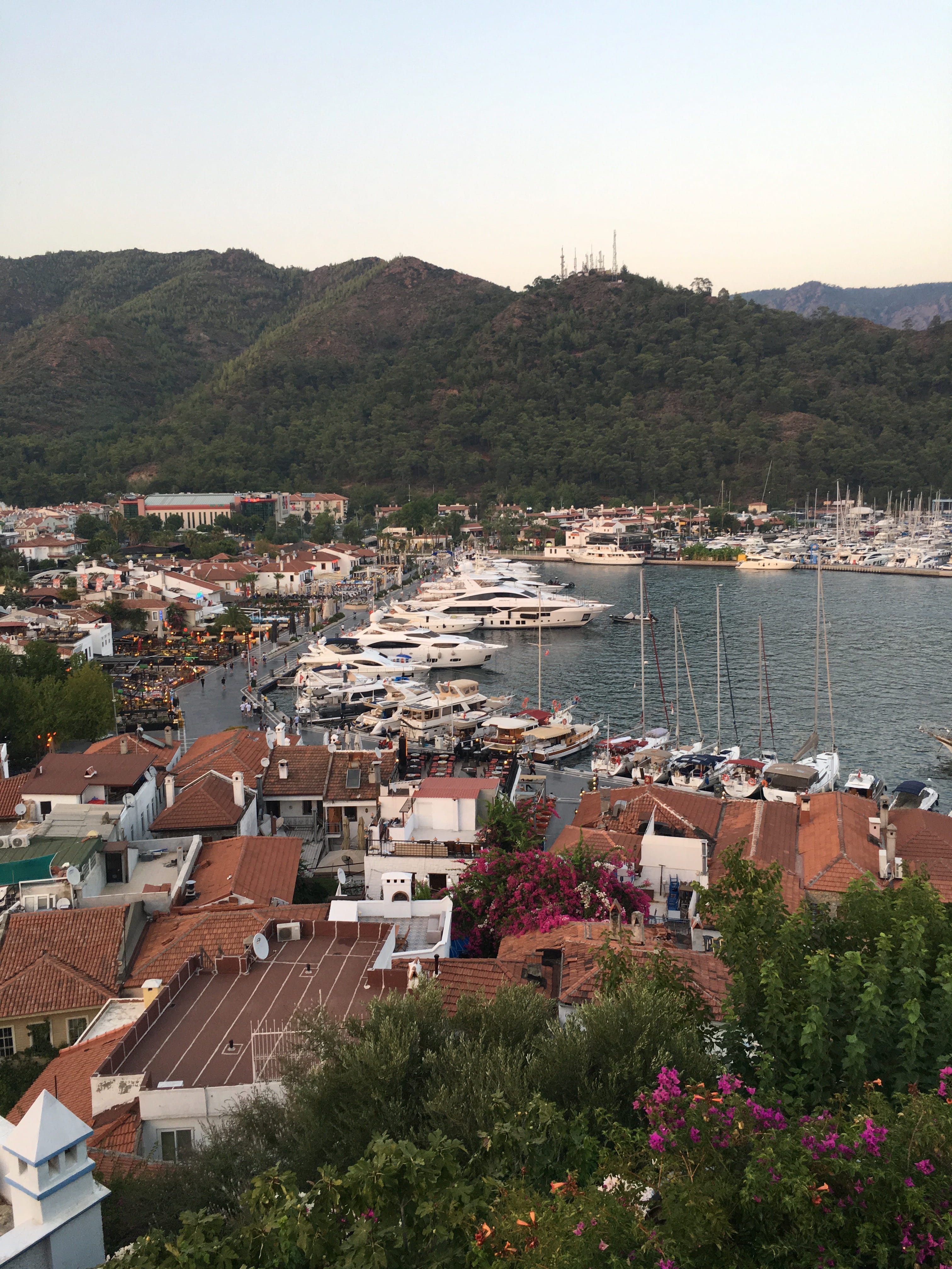 4K, transportation, mountain, architecture, cityscape, no people, plant, built structure, house, water, townscape, high angle view, marmaris, building, Phone HD Wallpaper