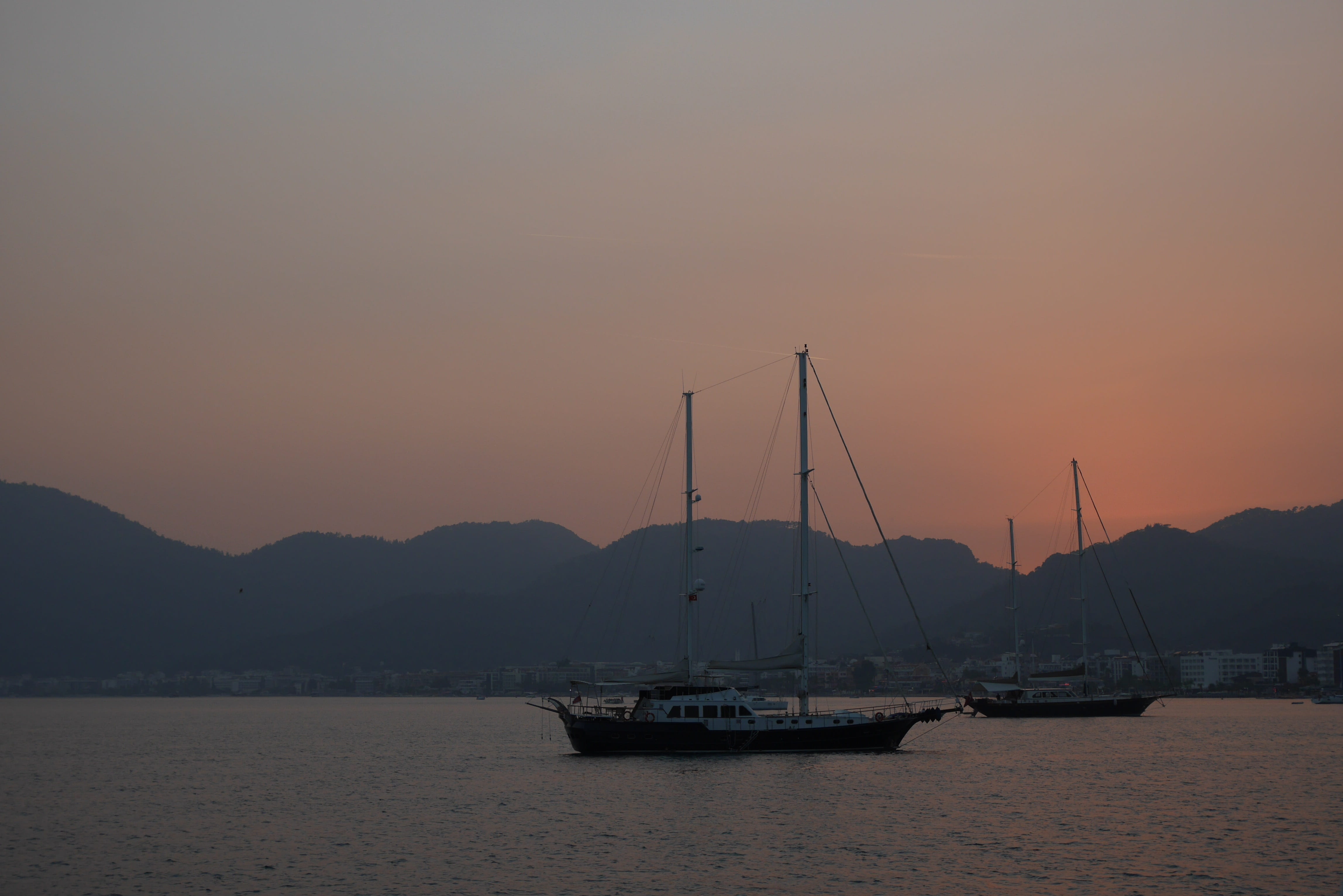 tranquil scene, turkey, outdoors, sunset, marina, beauty in nature, transportation, no people, ship, pole, nautical vessel, 4K, scenics - nature, sky, HD Wallpaper
