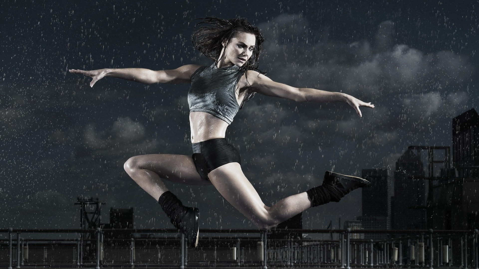 rain, kara, brunette, tointon, 1080P, jump, HD Wallpaper