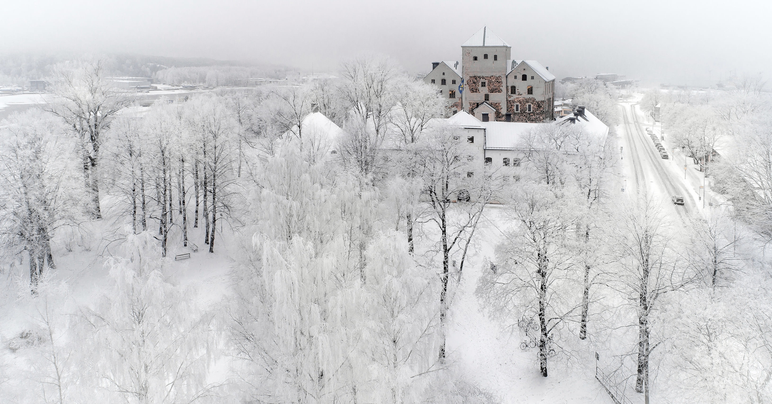 the city, snow, turku, winter, 2K, HD Wallpaper