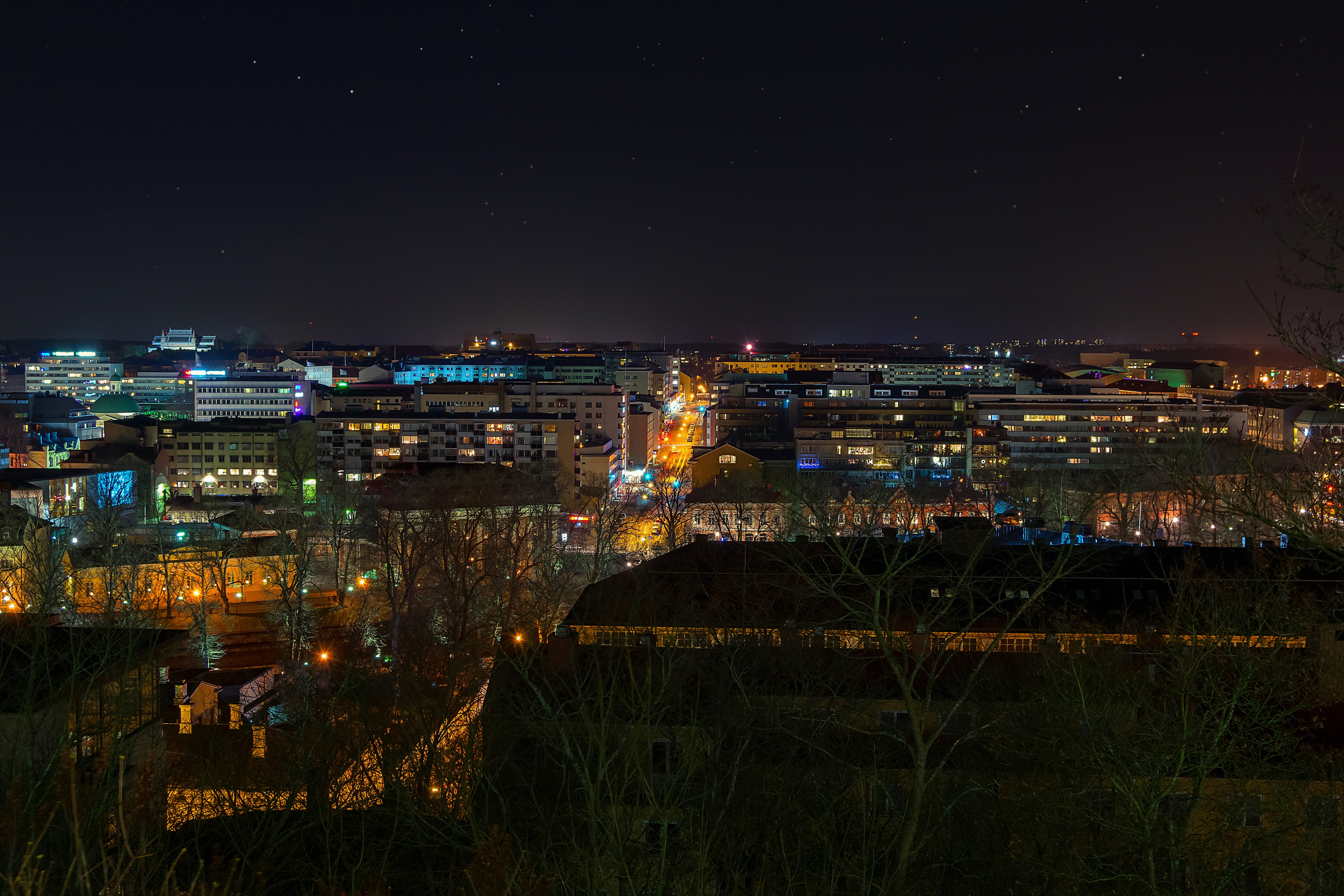 settlement, water, residential district, building, sky, plant, astronomy, night, built structure, nature, no people, space, city, cityscape, town, scenics - nature, HD Wallpaper