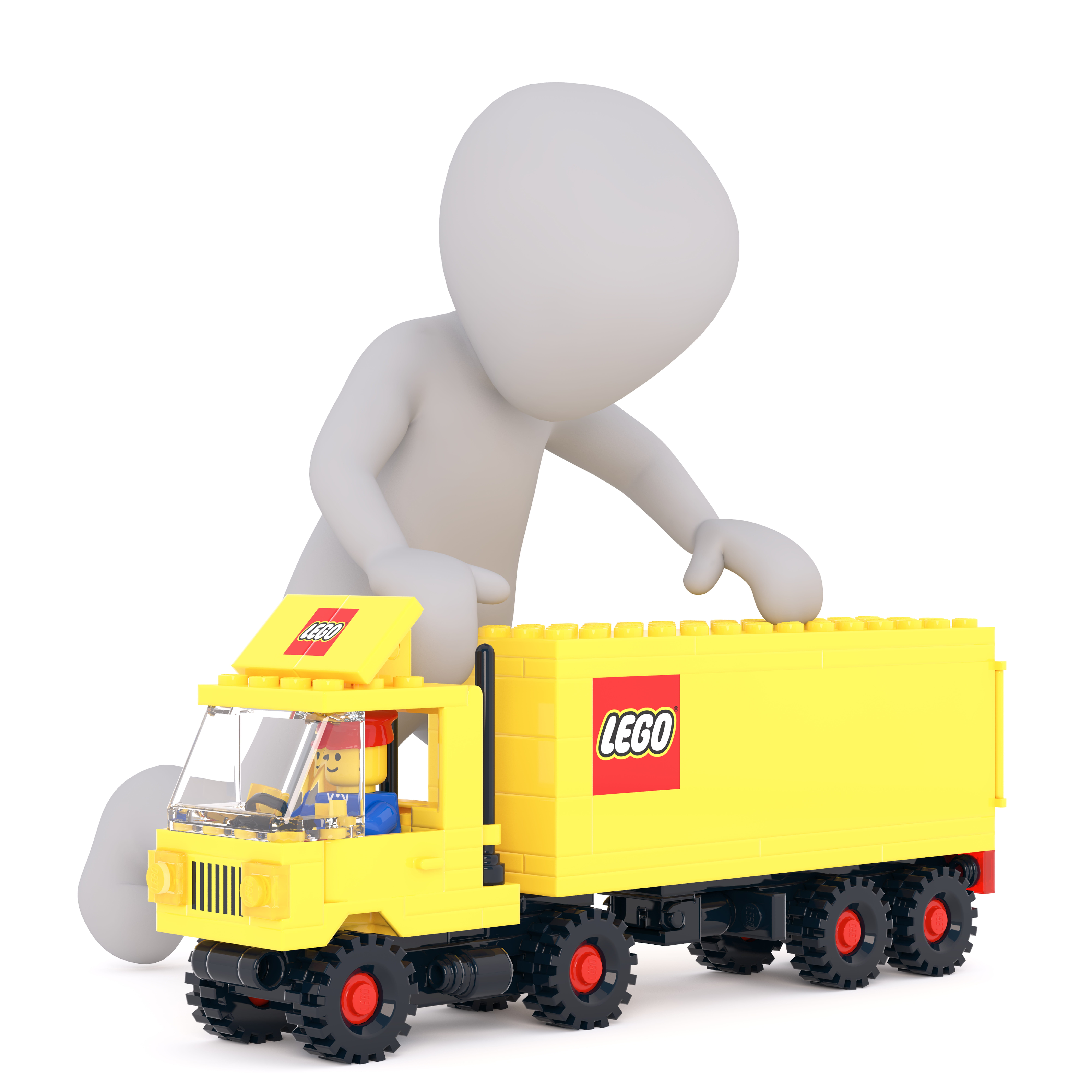 yellow, indoors, white male, wheel, isolated, service, truck, toy cars, mode of transportation, plastric, container, play, vehicles, cut out, truck driver, Phone HD Wallpaper