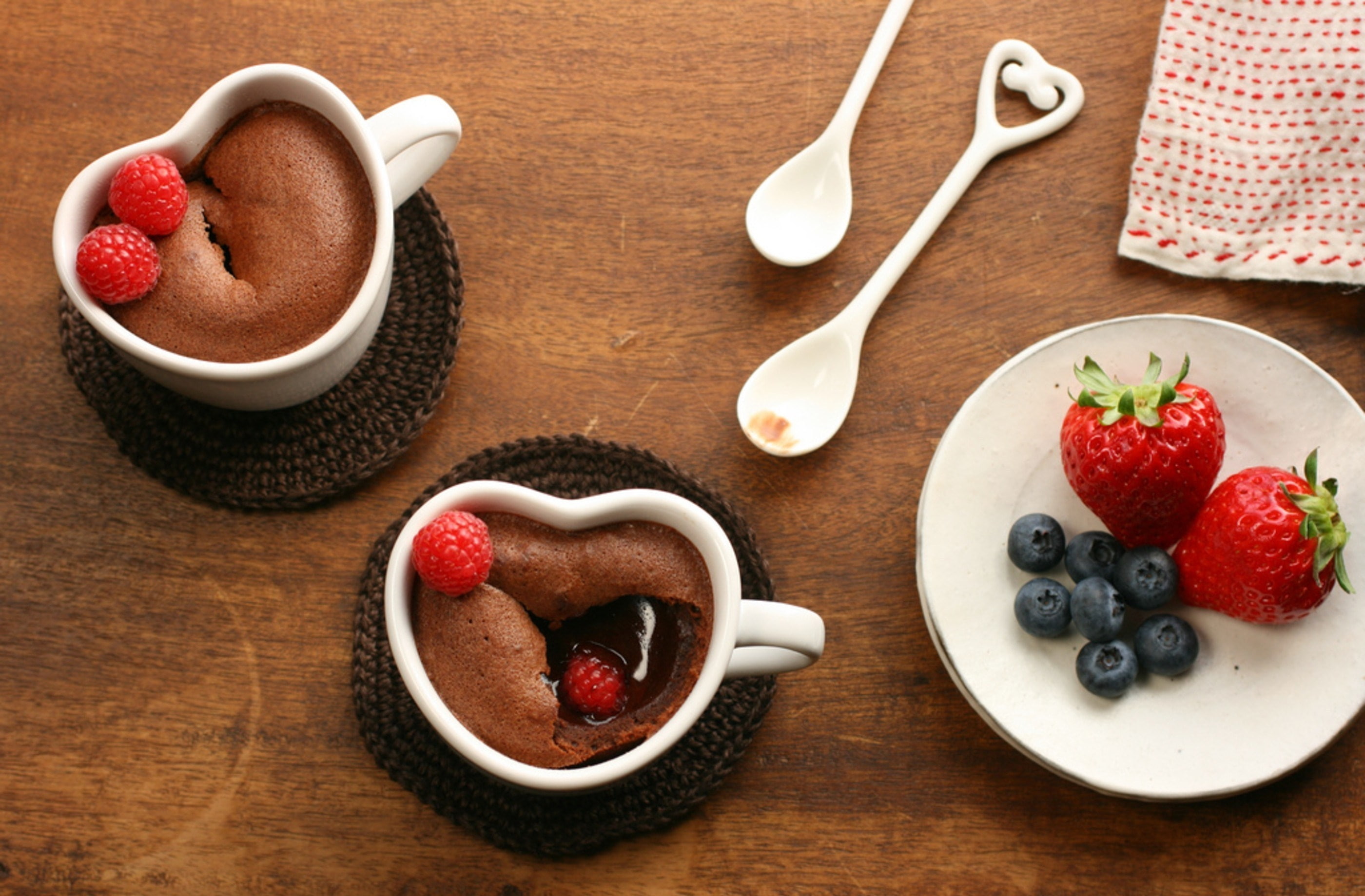 fruitcakes, 2K, cups, batch, berries, hearts, HD Wallpaper