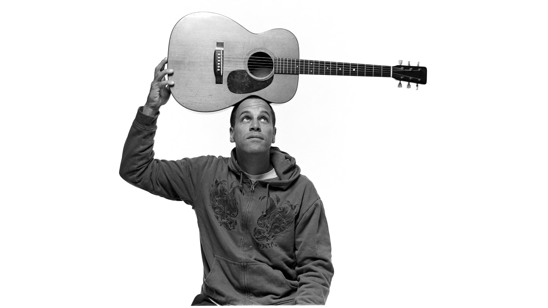 cut out, 1080P, males, Look, Guitar, waist up, lifestyles, music, child, musical instrument, indoors, holding, casual clothing, childhood, white background, HD Wallpaper