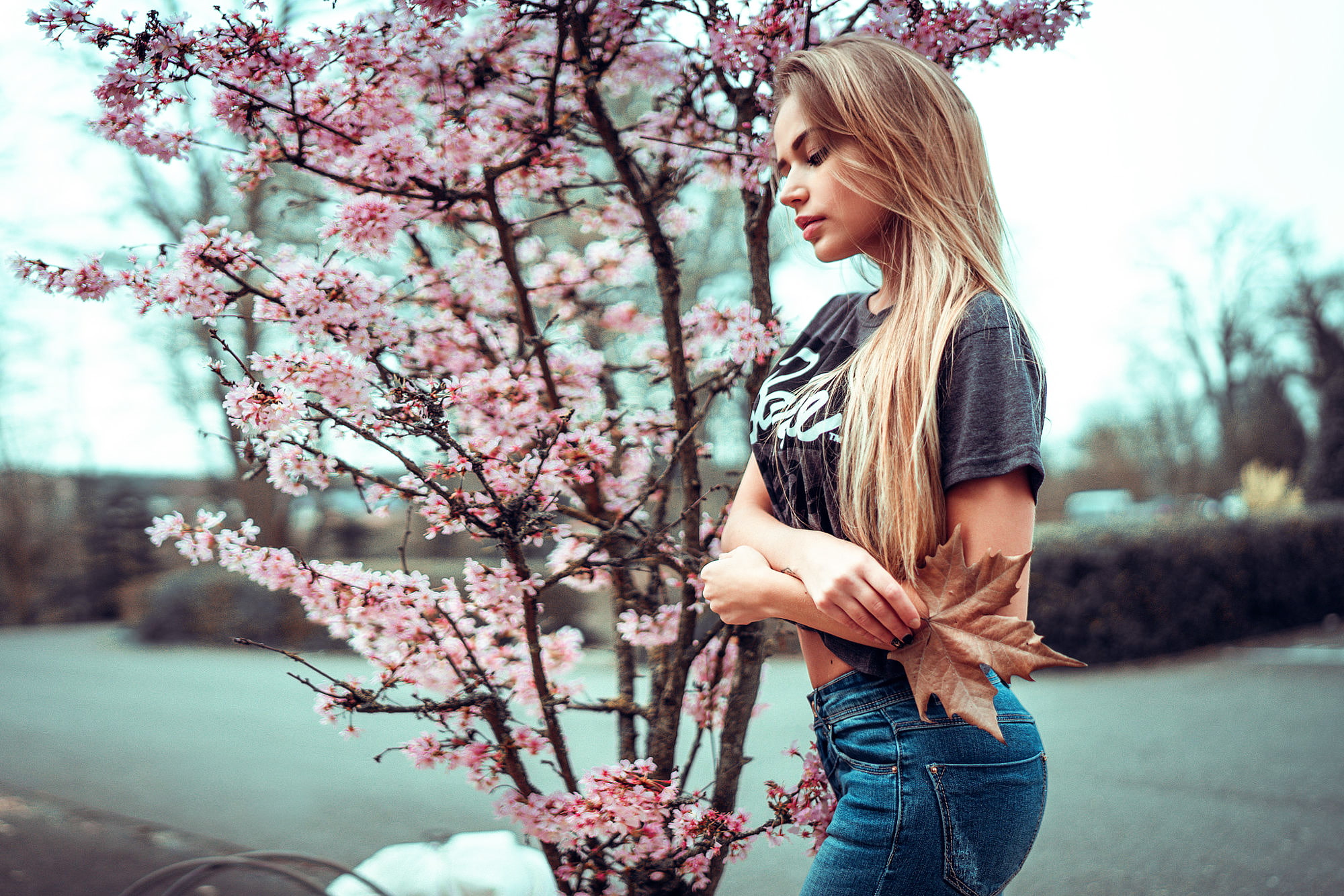 girl, Ivan Gorokhov, Mary Jane, 1080P, flowering, sheet, HD Wallpaper