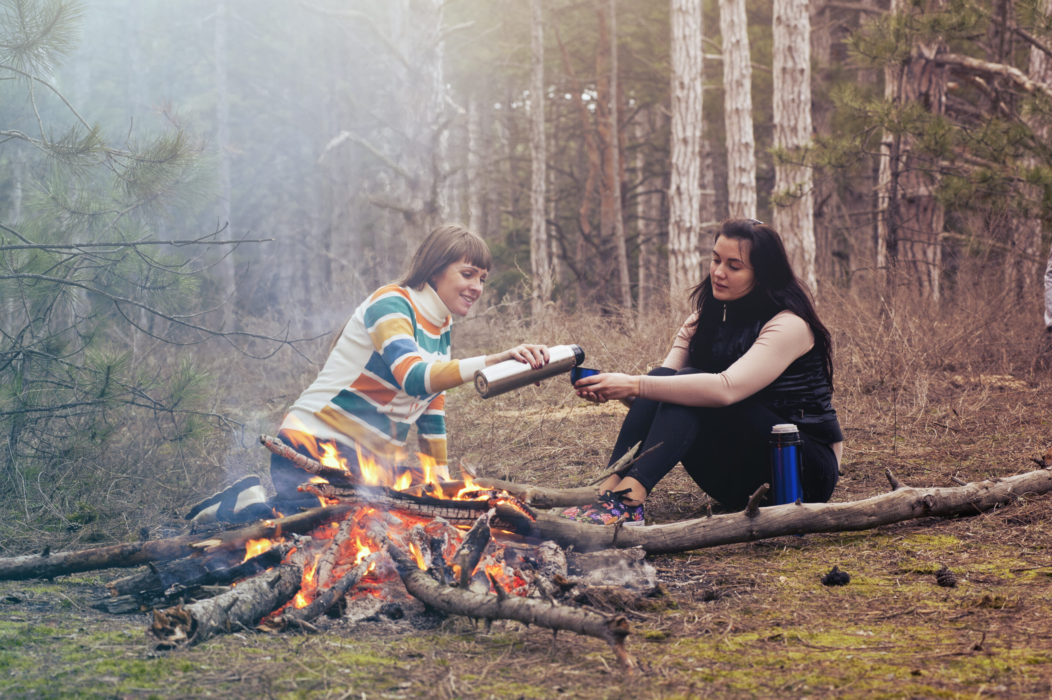 land, adventure, couple - relationship, fire, people, 4K, tea, friendship, burning, camping, backpacking, activity, emotion, front, park, two, togetherness, HD Wallpaper