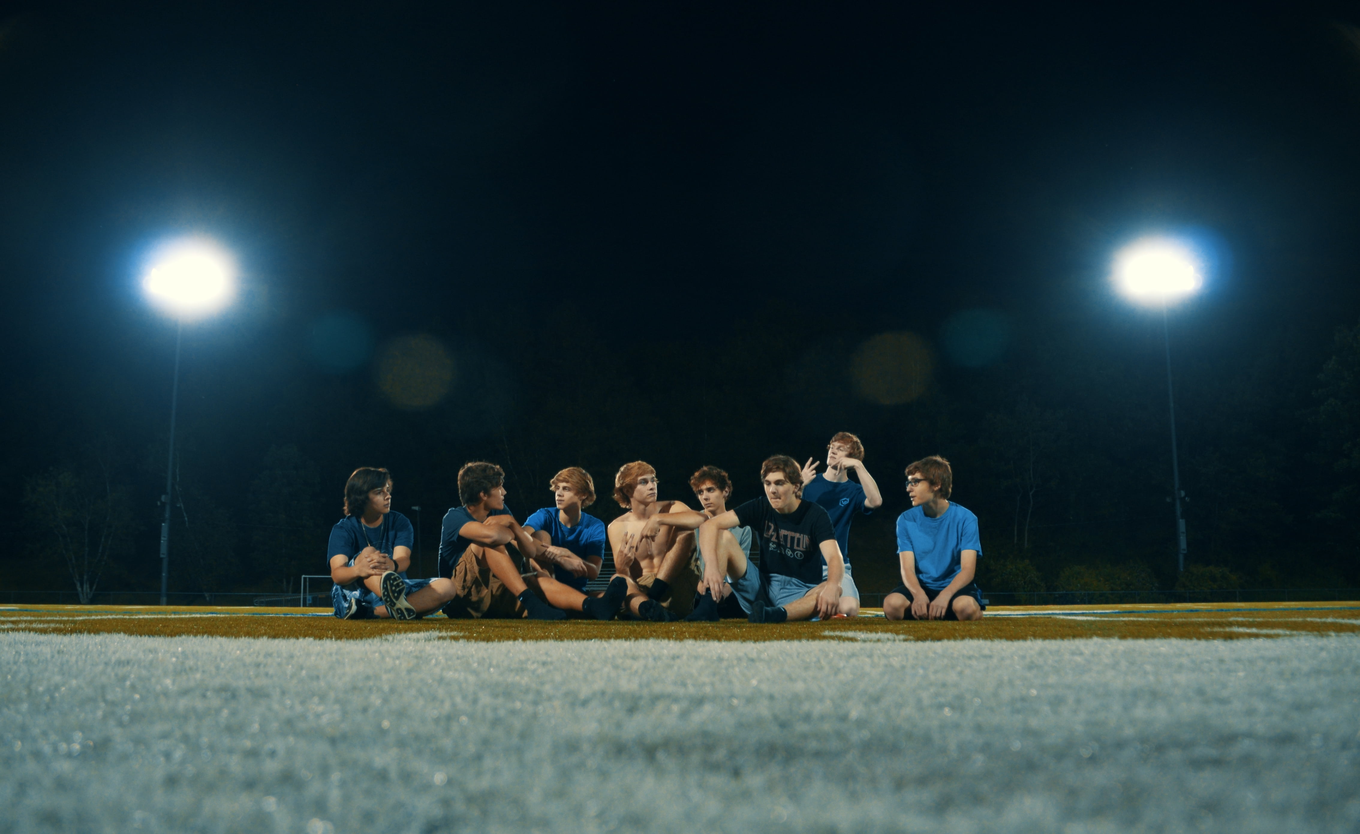 spotlight, togetherness, brothers, boys, time, child, friends, adolescence, nighttime, near, teenage boys, court, guys, grass, people, sport, sportsman, HD Wallpaper