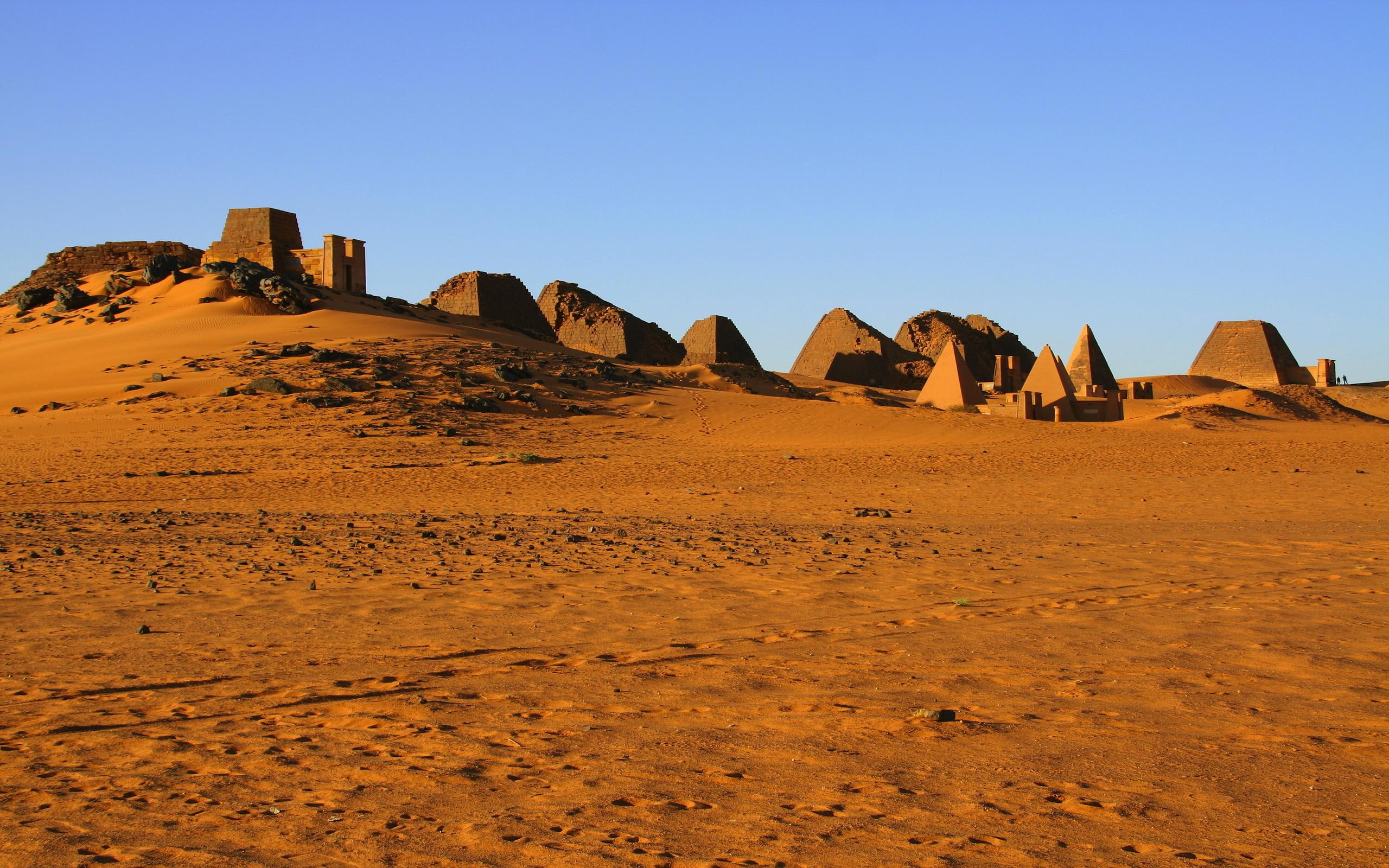 2K, nature, ruins, sahara, 3d and abstract, desert, meroe, pyramids, HD Wallpaper
