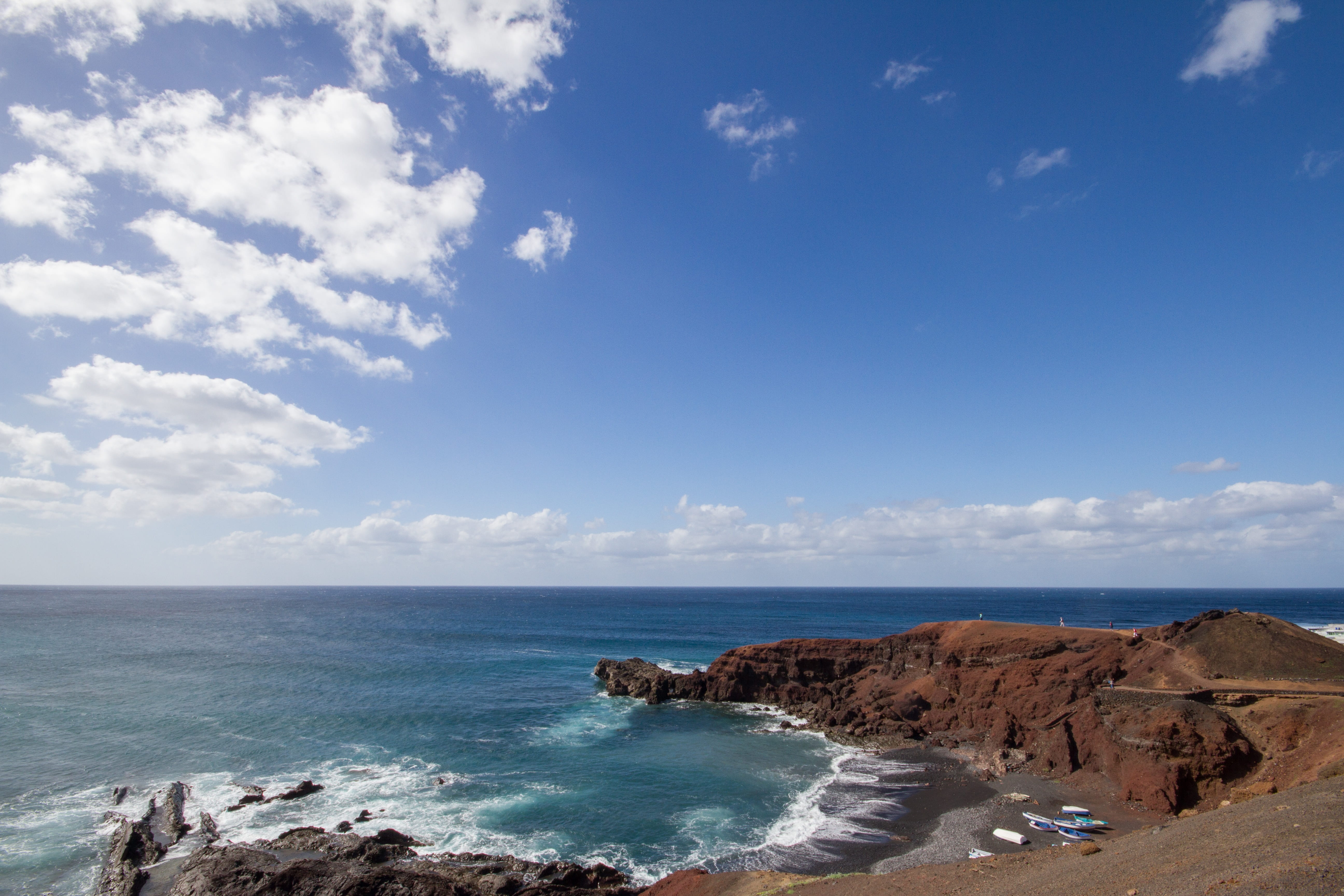 outdoors, water, sea, land, rock - object, 5K, rock formation, beauty in nature, beach, horizon, sky, blue, horizon over water, scenics - nature, no people, HD Wallpaper