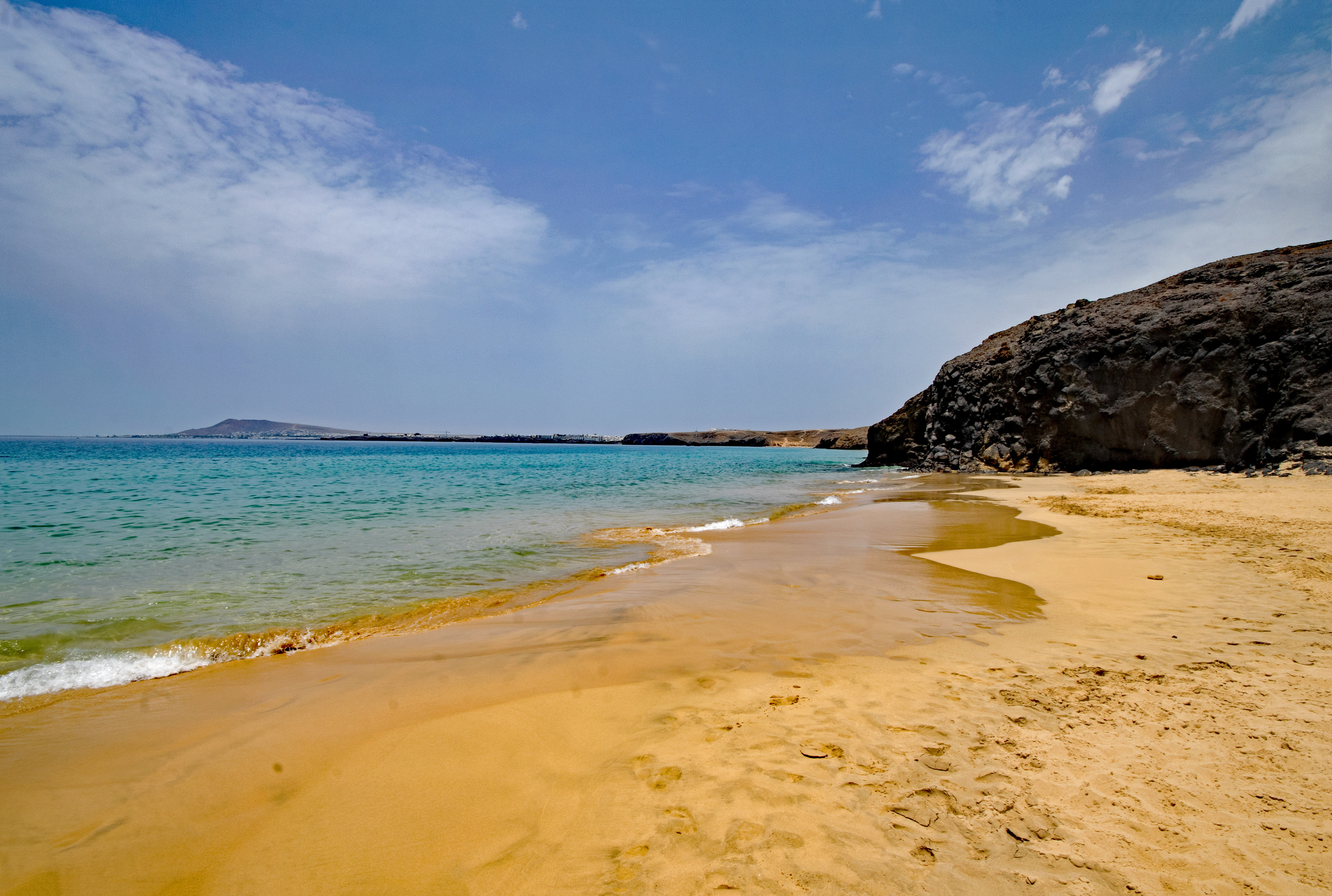 sand, horizon over water, booked, no people, beauty in nature, sky, land, turquoise colored, playa del pozo, tranquility, nature, water, sand beach, spain, HD Wallpaper