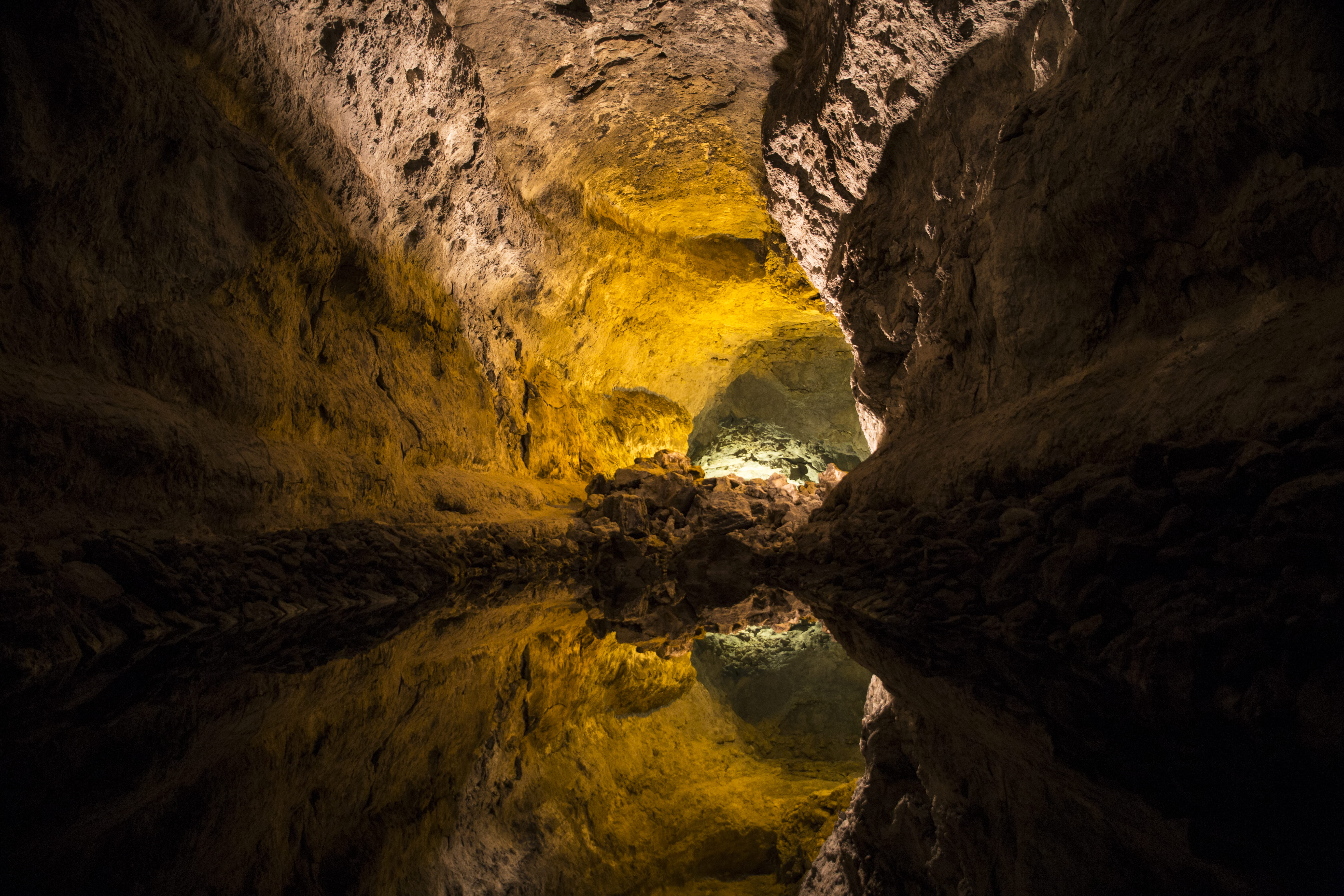 non-urban scene, physical geography, lanzarote, tranquility, water, yellow, interior, hole, fractal, tranquil scene, nature, earthquake, ornament, scenics - nature, HD Wallpaper